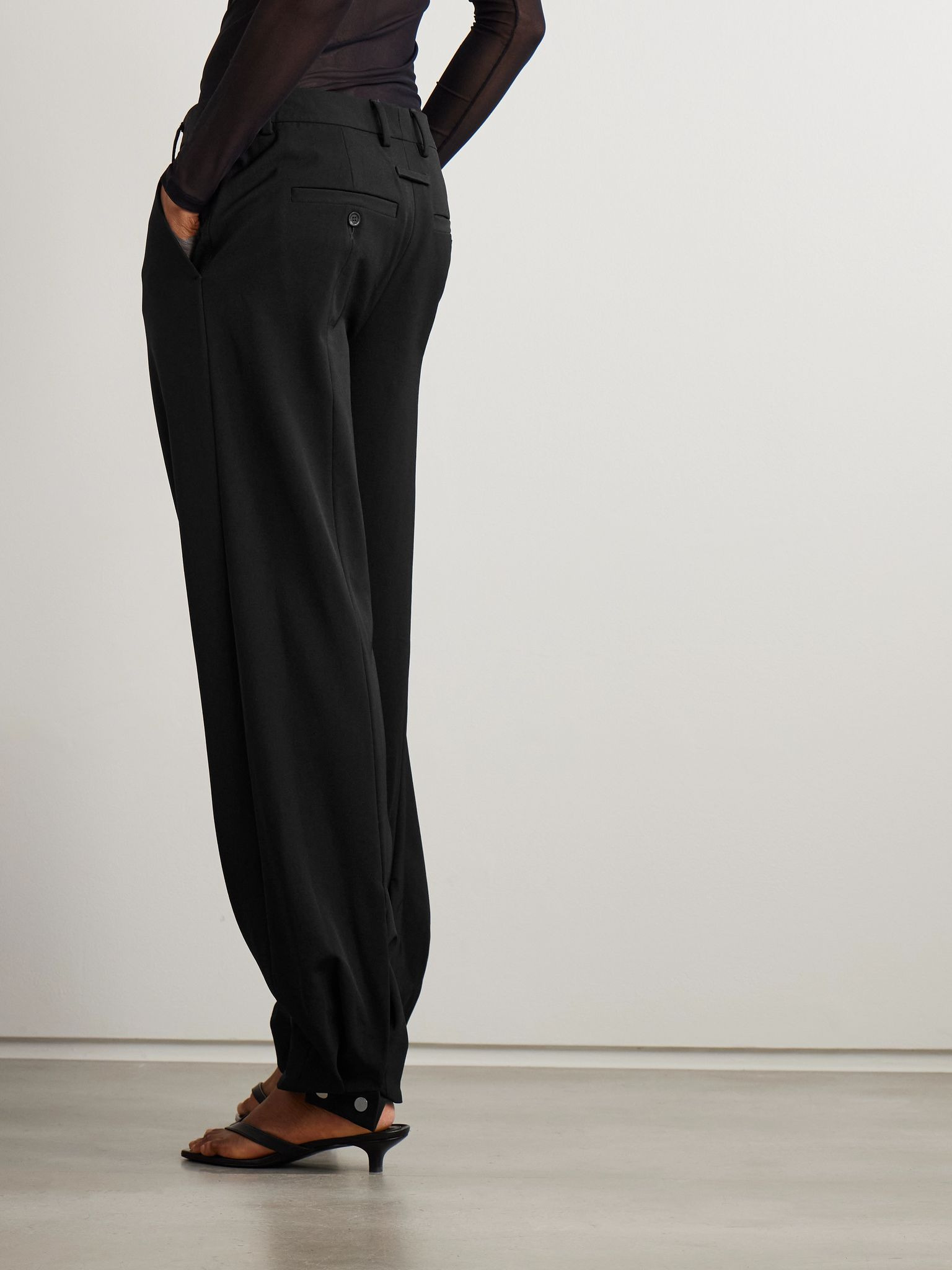 Twill wide-leg stirrup pants Black - 4