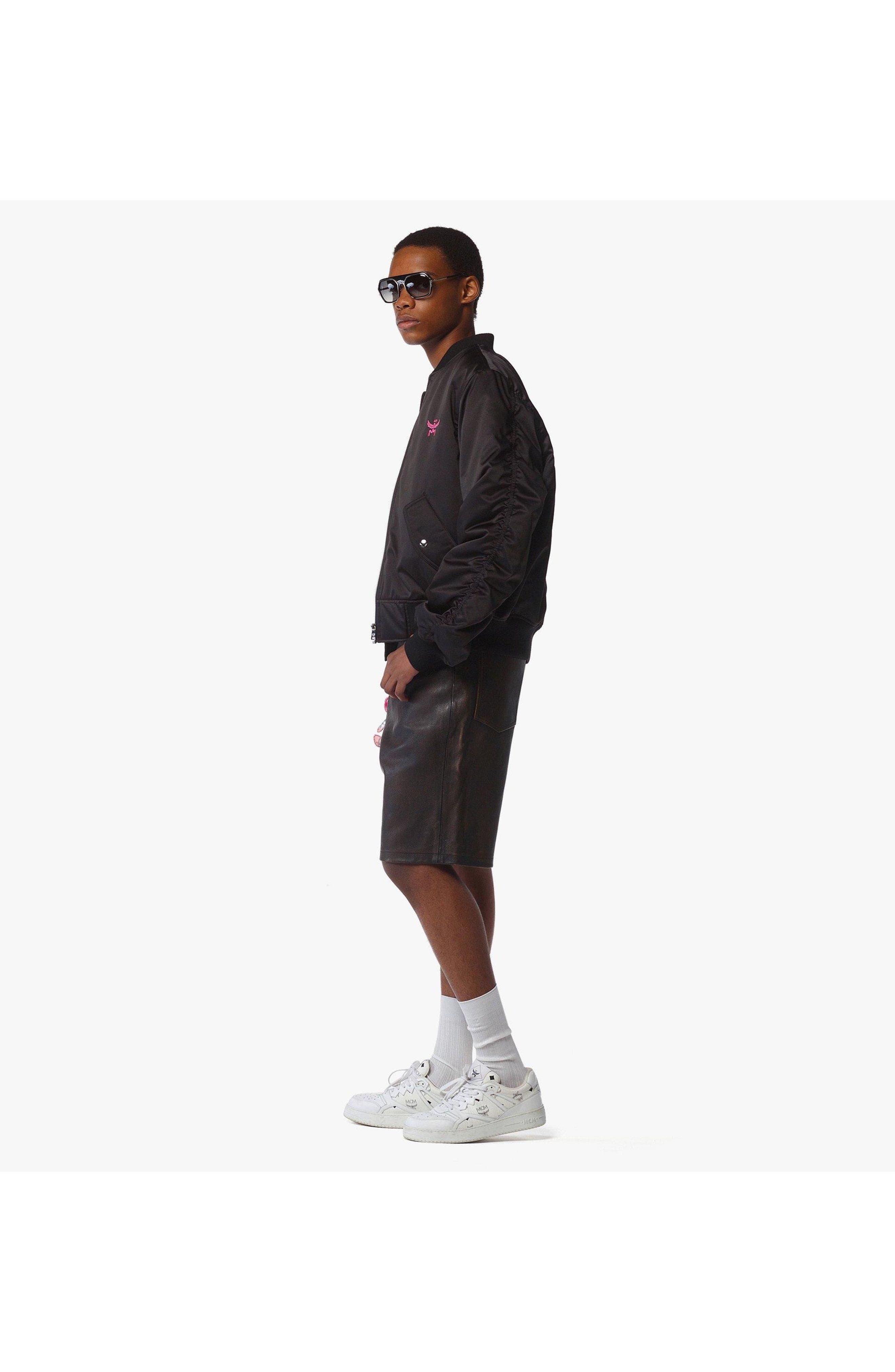 MCM x SNIPES Satin Bomber Jacket in Black at Nordstrom - 4