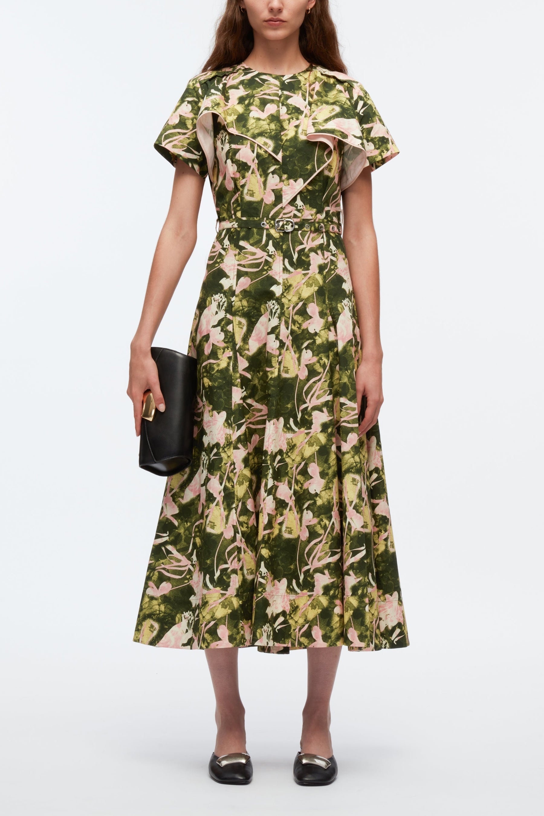 Floating Iris Dress With Cascading Drape - 1