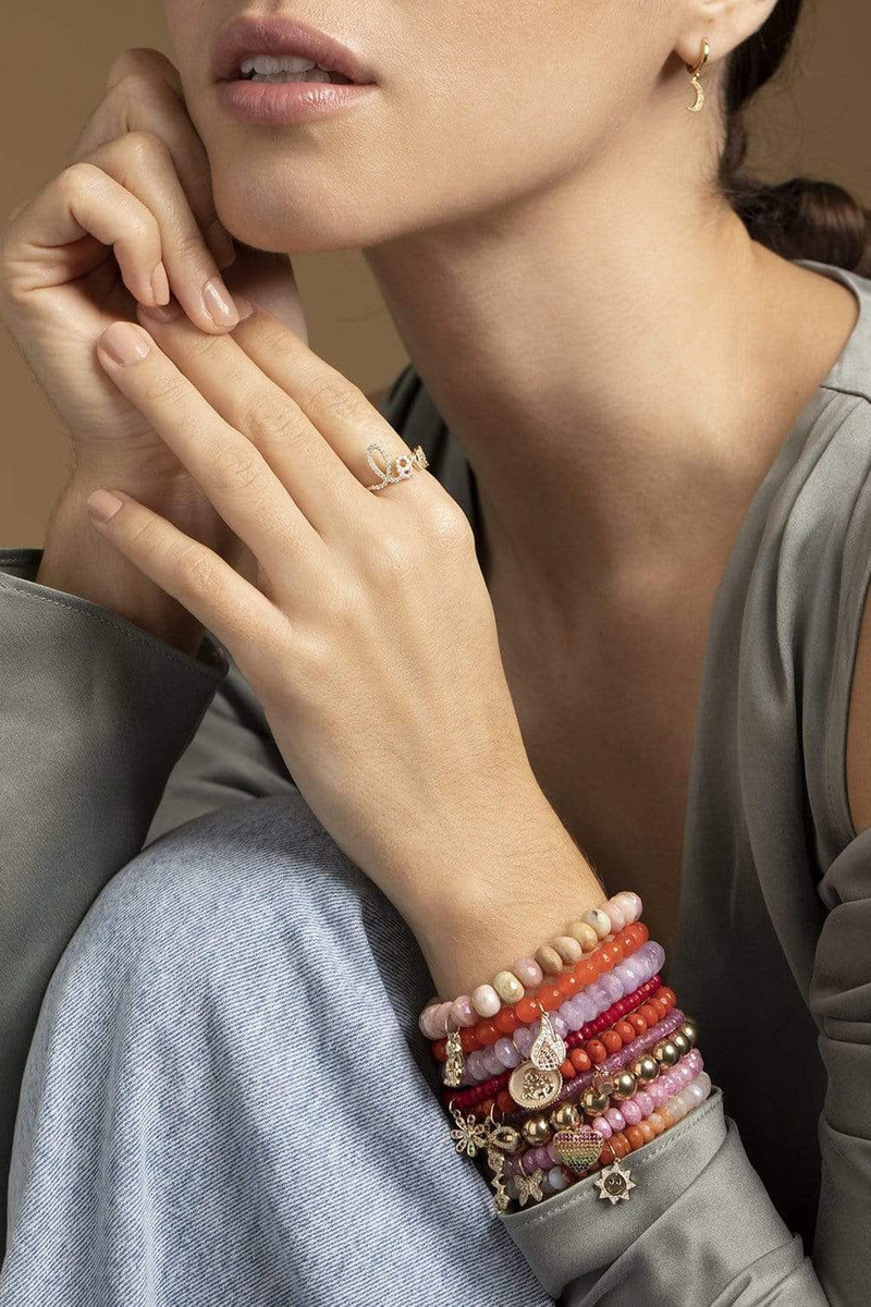 SYDNEY EVAN Love Script Orange Bamboo Bead Bracelet outlook