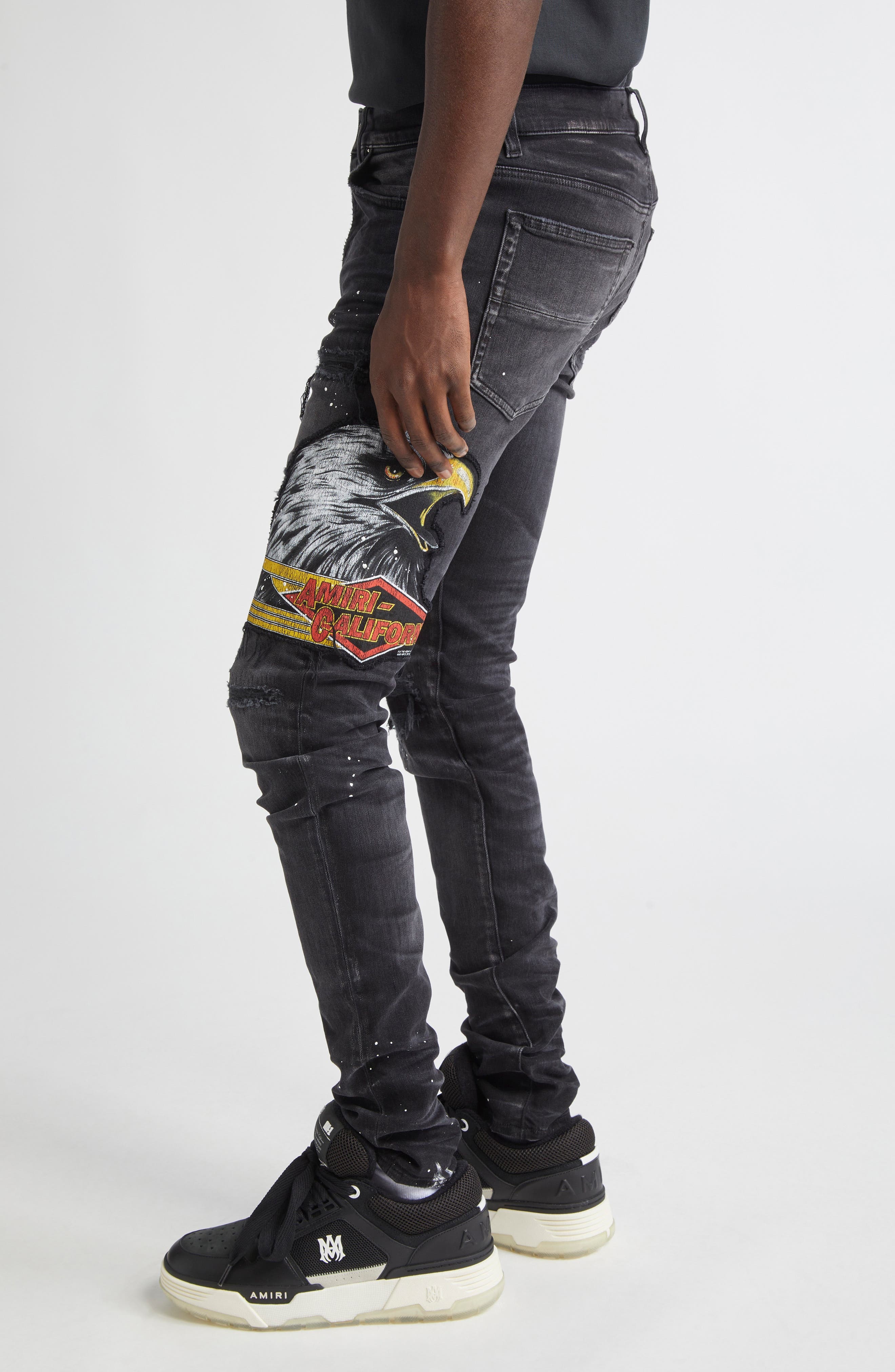 AMIRI Cement Thrasher Skinny Jeans in Faded Black at Nordstrom - 4