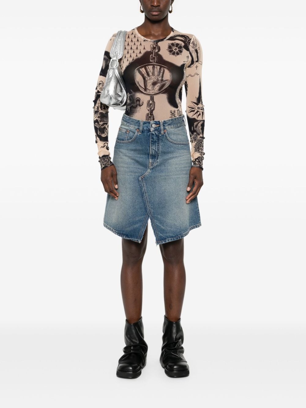 faded denim skirt - 2