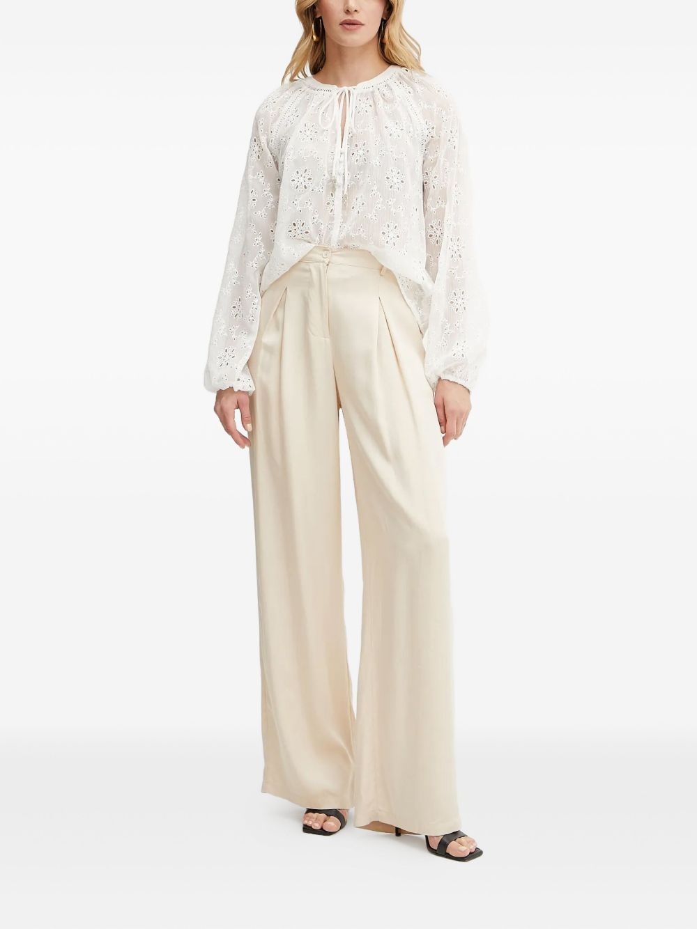 embroidered tie-neck blouse - 2
