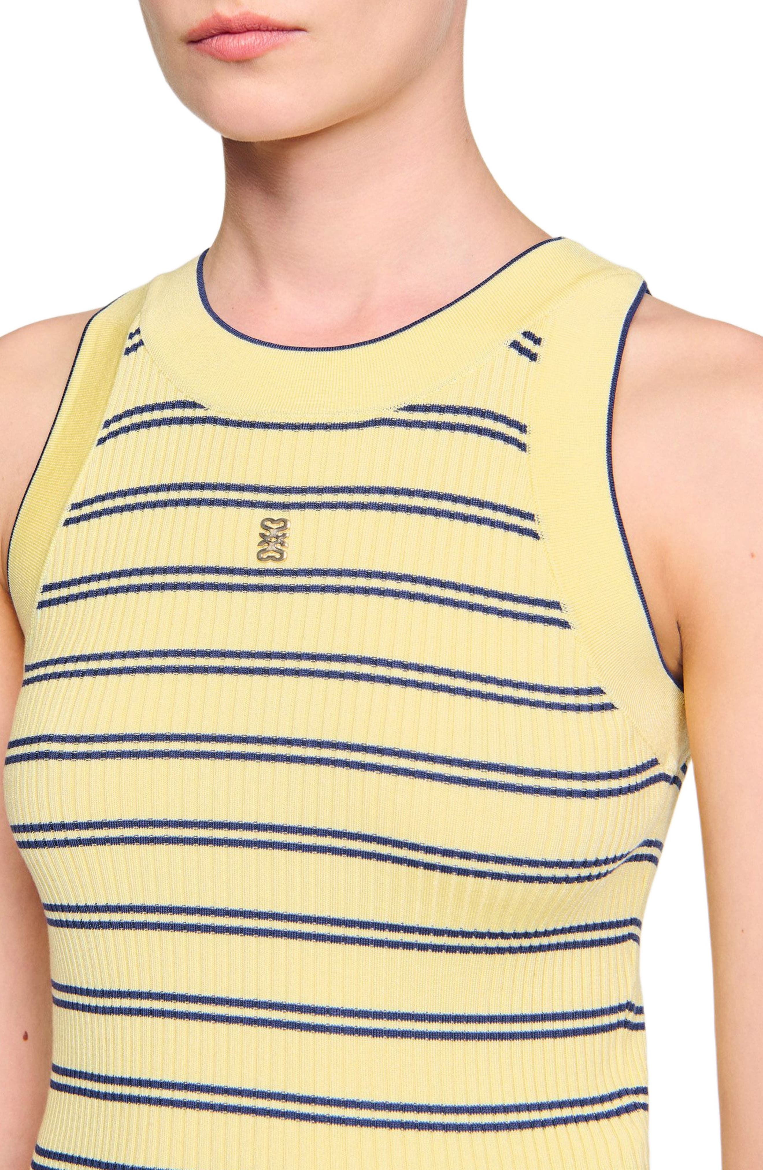 SANDRO Striped knit vest top in Light Yellow at Nordstrom - 4