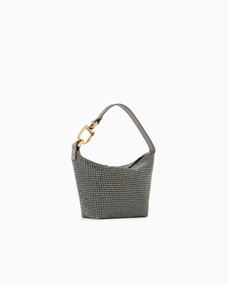 GIORGIO ARMANI La Prima Soft mini handbag in metallic knit with rhinestones outlook