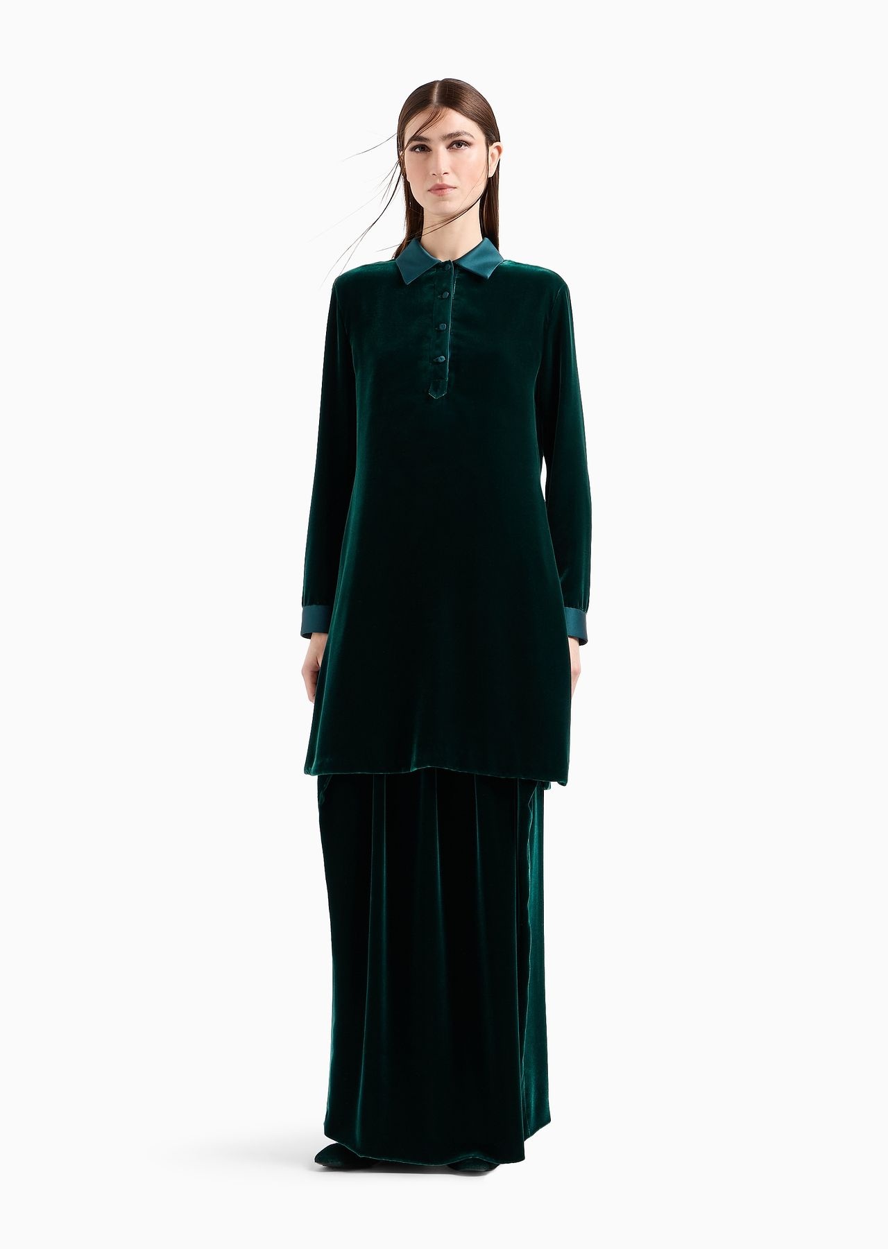 Velvet and silk long-sleeved tunic - 2
