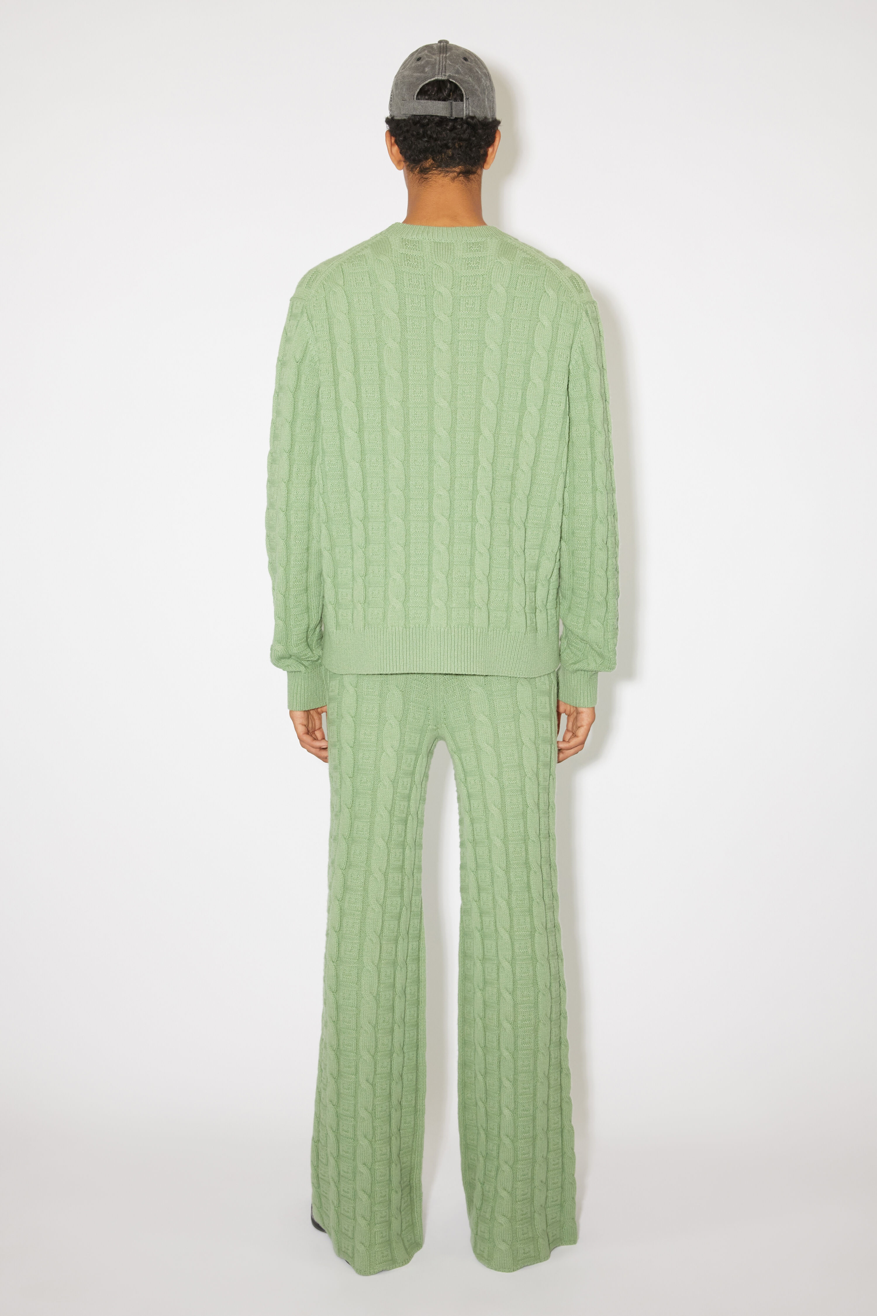 Cable wool jumper - Sage green - 3