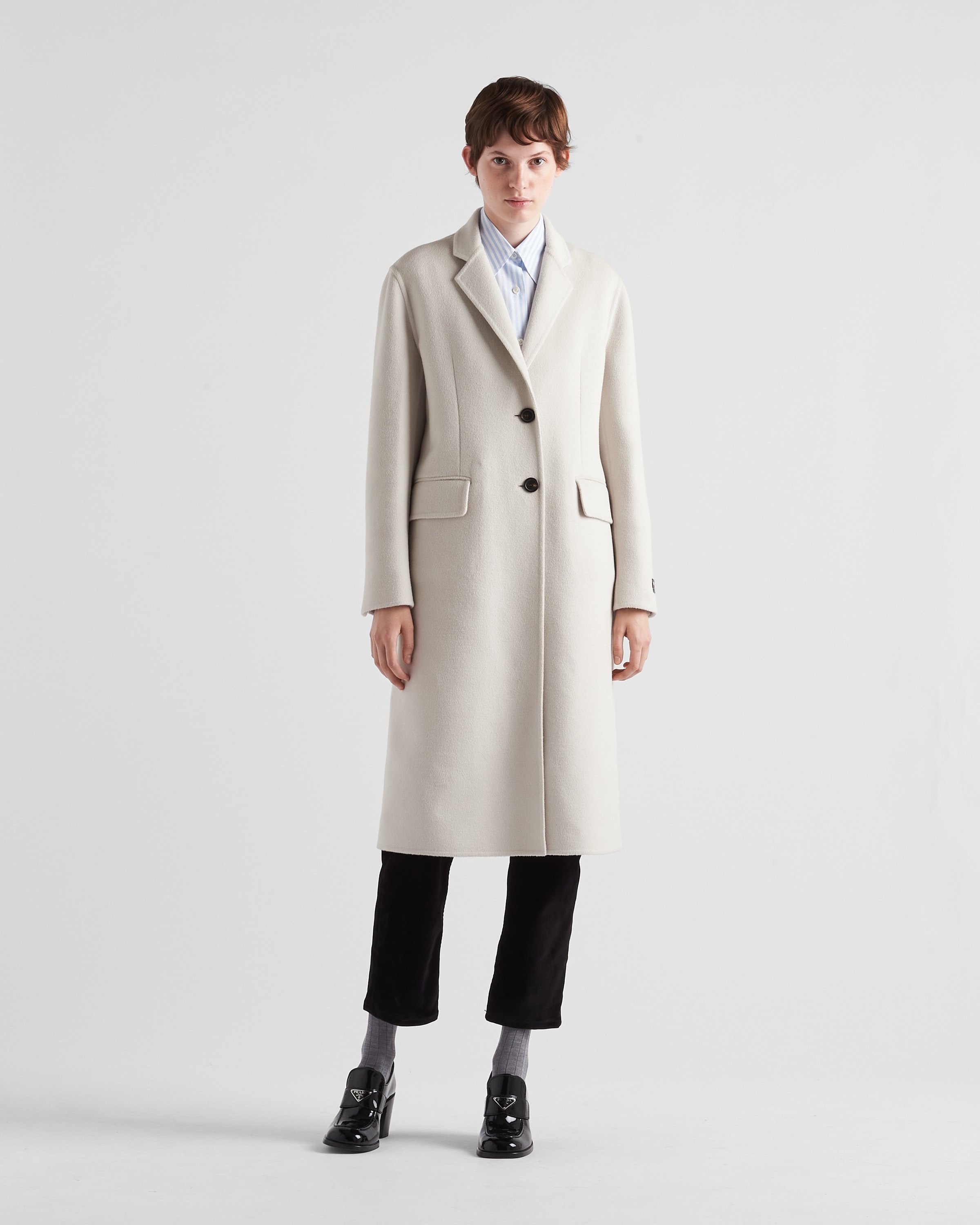 【プラダ・PRADA】Single-breasted cashgora coat Prada Single-breasted cashgora coat | REVERSIBLE