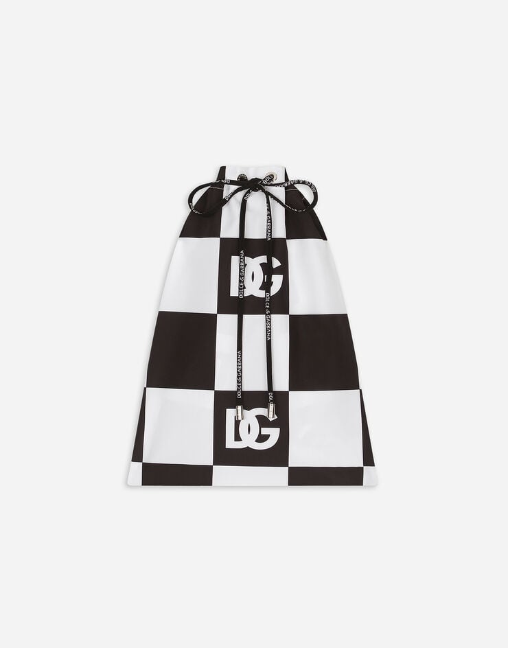 Damier-print mid-length swim trunks with DG logo - 3