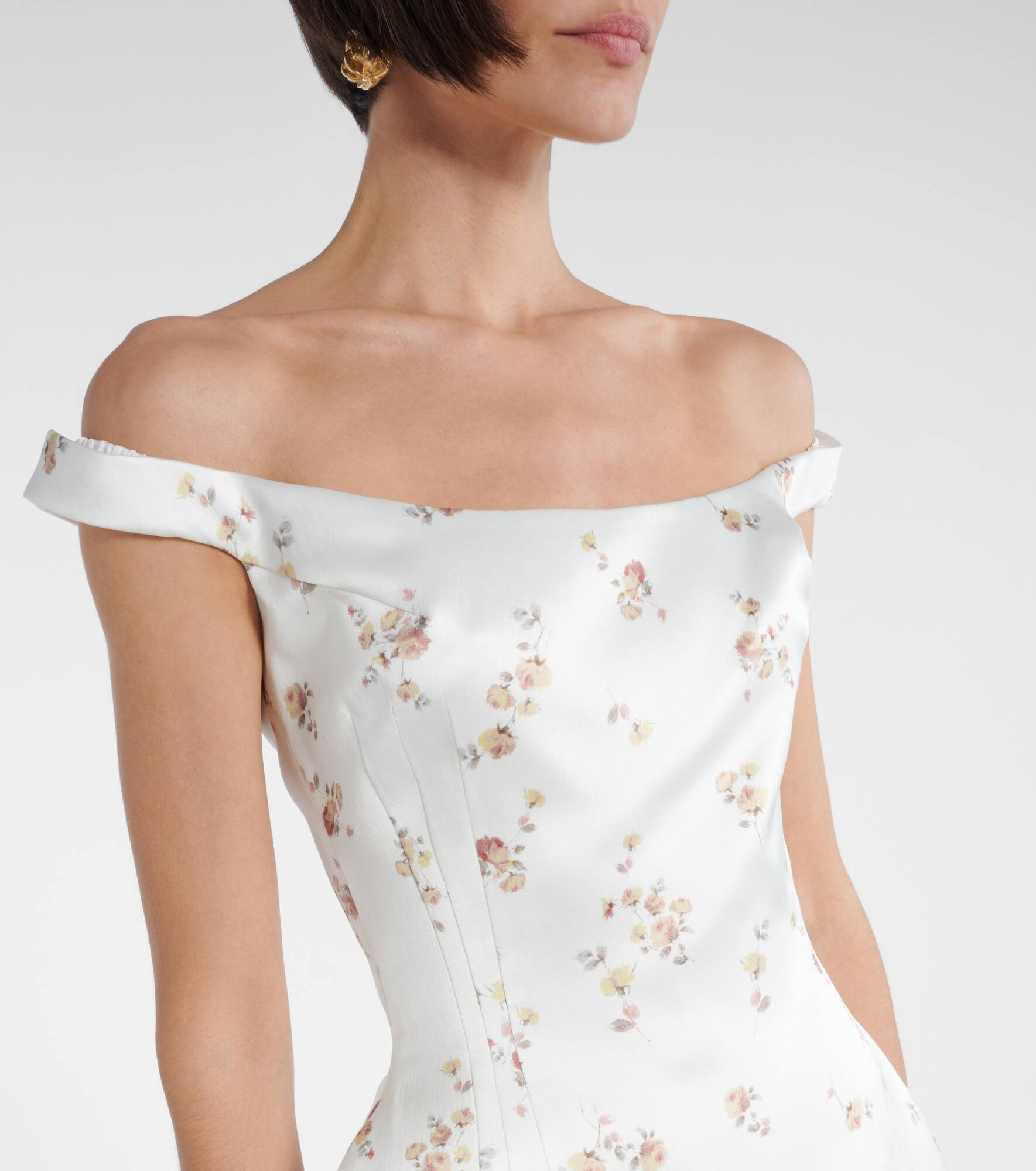 Floral off-shoulder silk minidress - 4