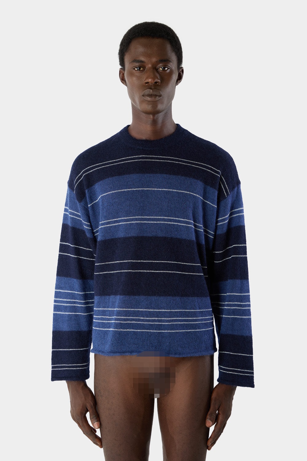 MOHAIR CREWNECK JUMPER / blue & dark blue stripes - 3