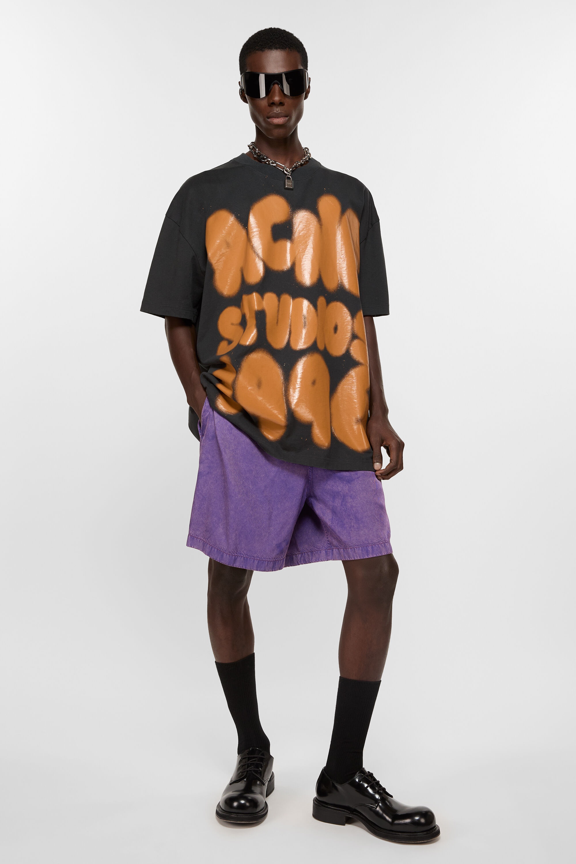 Garment-dyed shorts - Dark purple - 4