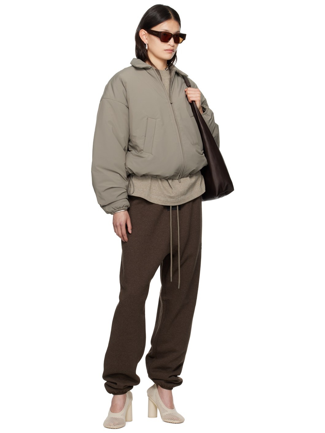 Gray Padded Bomber Jacket - 5