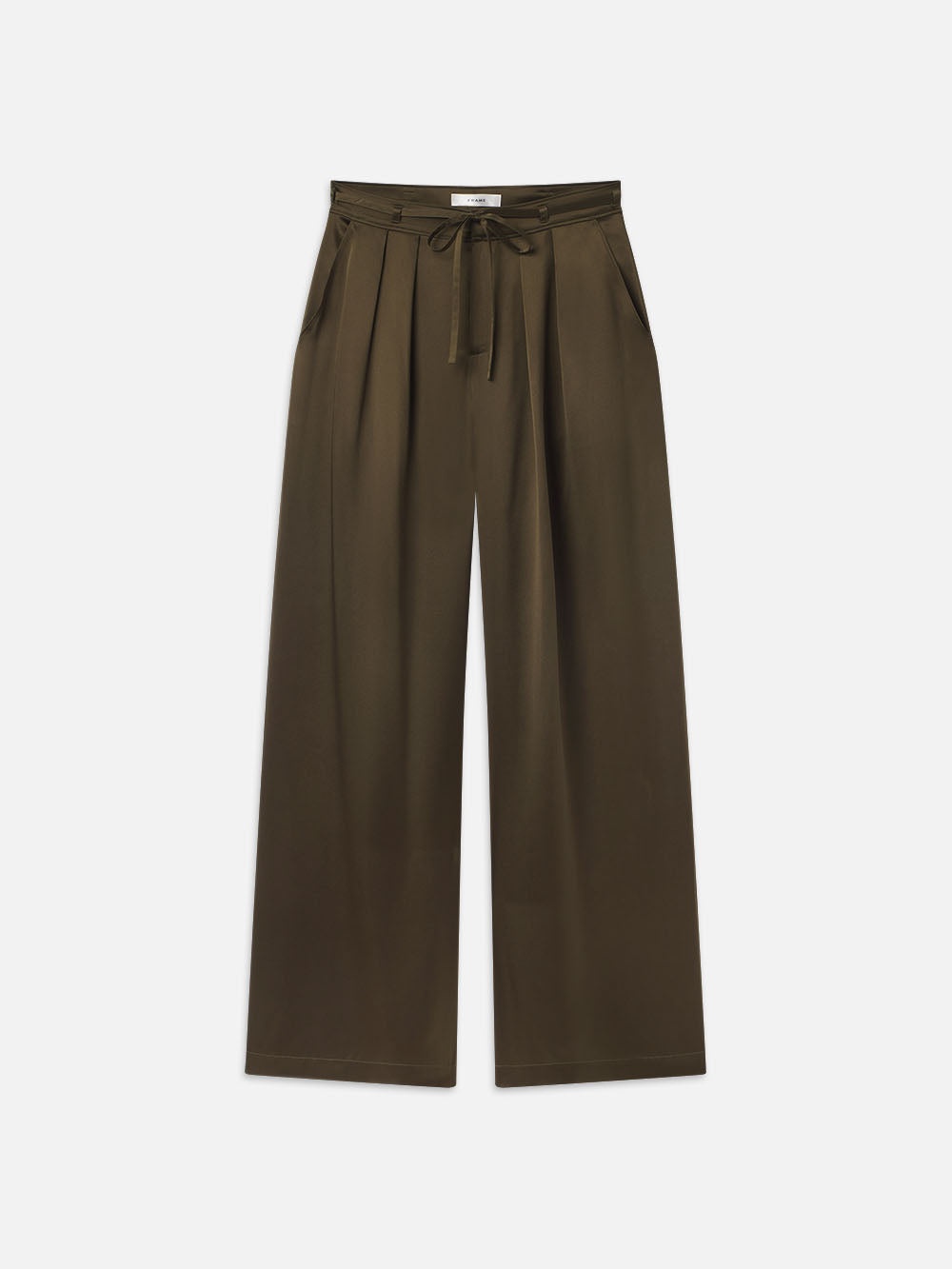 Long Silk Trouser in Rich Military - 1