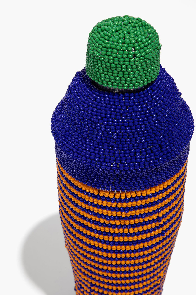 STAUD BEADED COCKTAIL SHAKER BLUE STRIPE 3