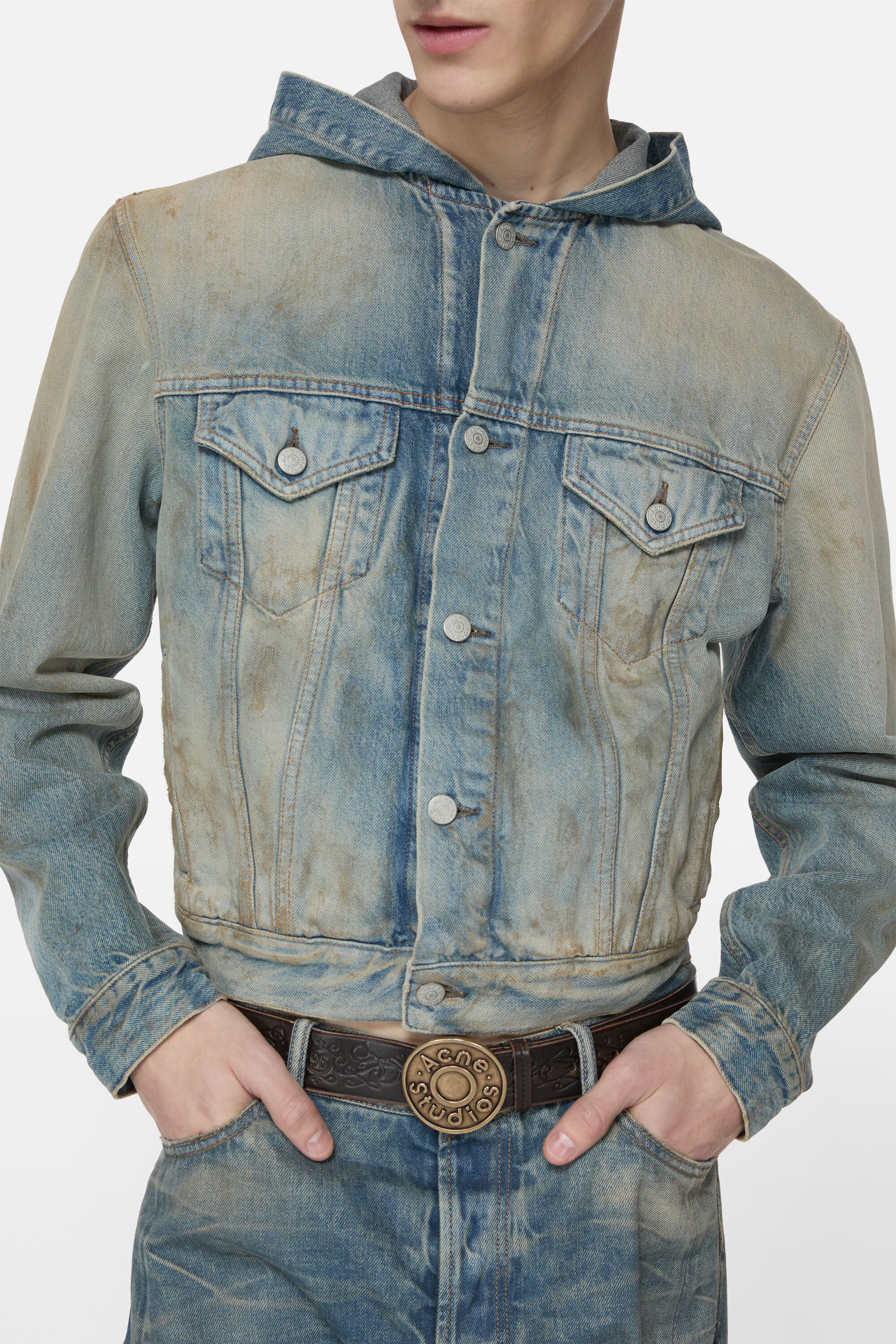 Denim jacket with hood - Mid Blue - 4