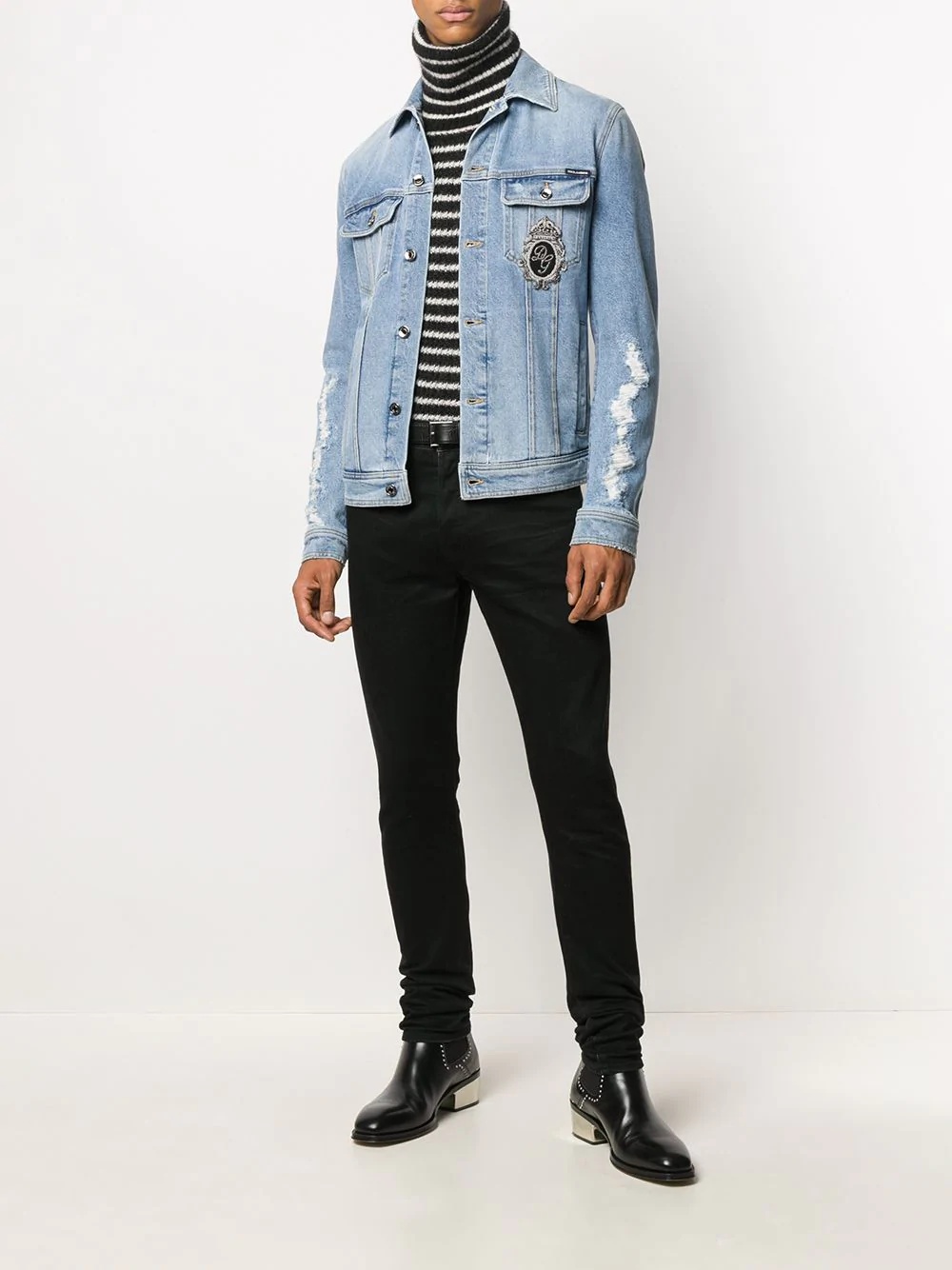 logo patch denim jacket - 2