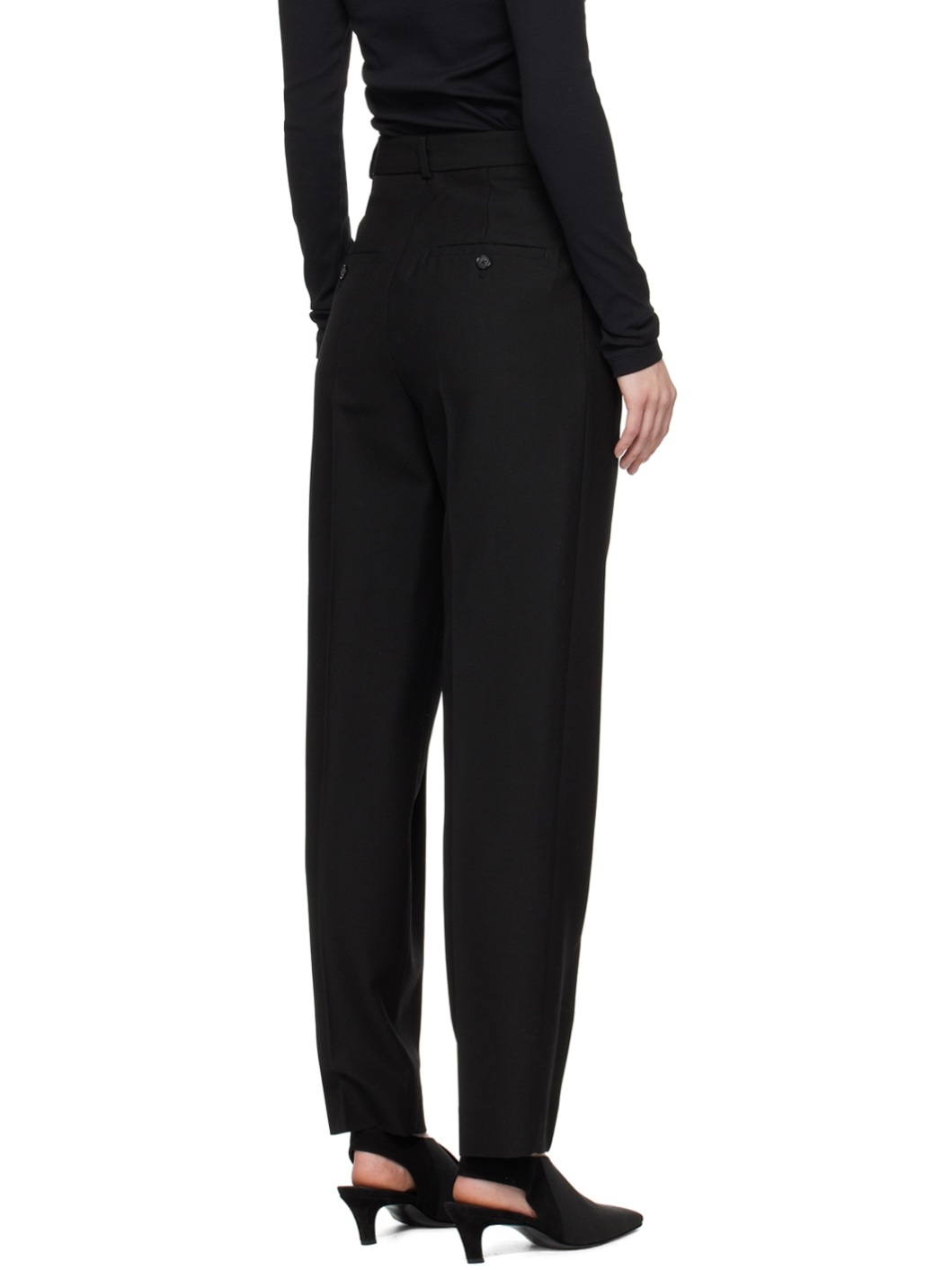 Black Single-Pleat Trousers - 3