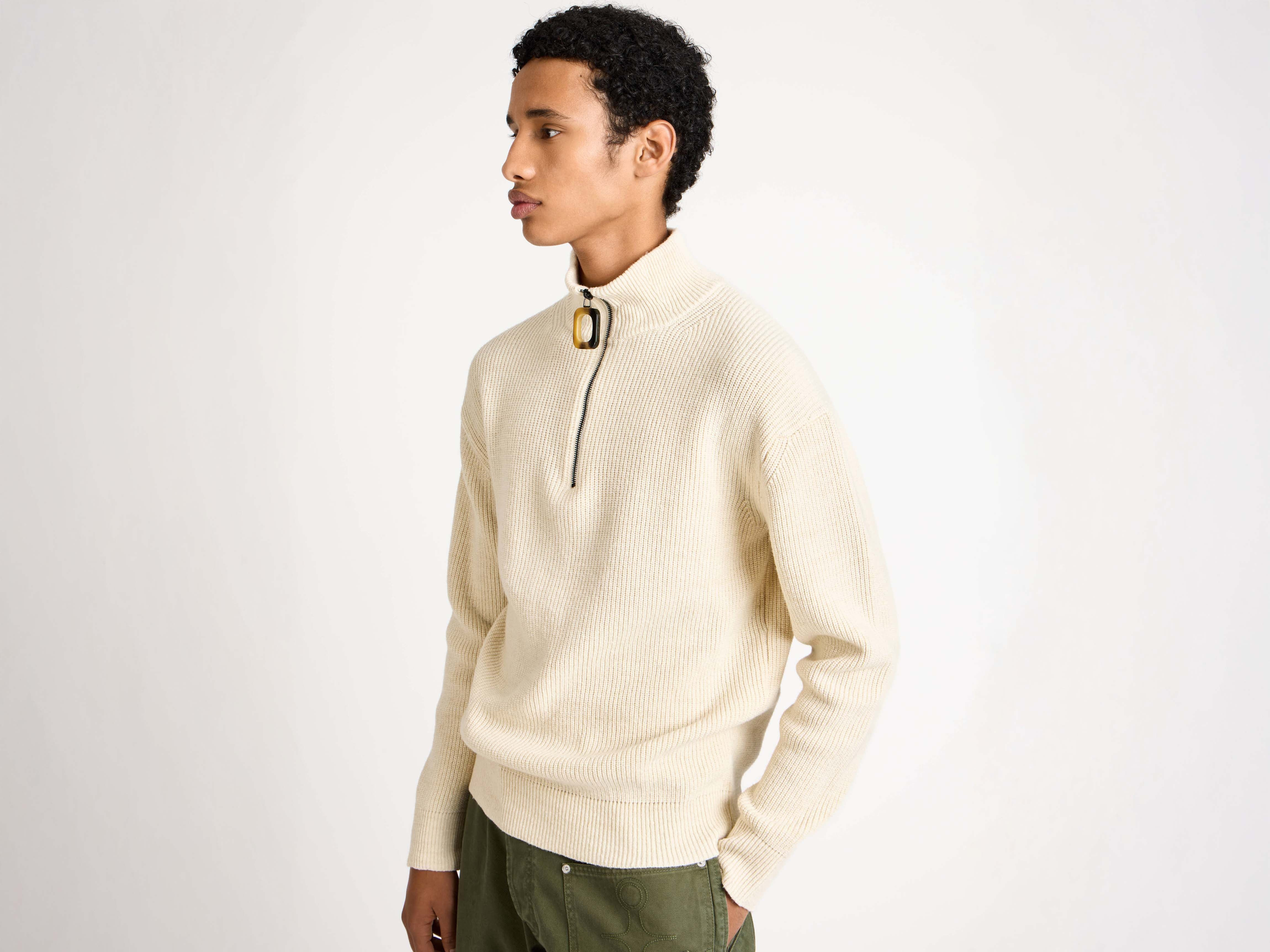 HALF ZIP JUMPER IN IVORY - 4