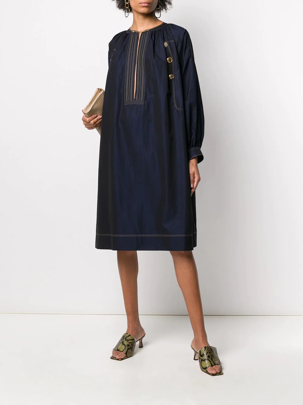 button details poplin dress - 2