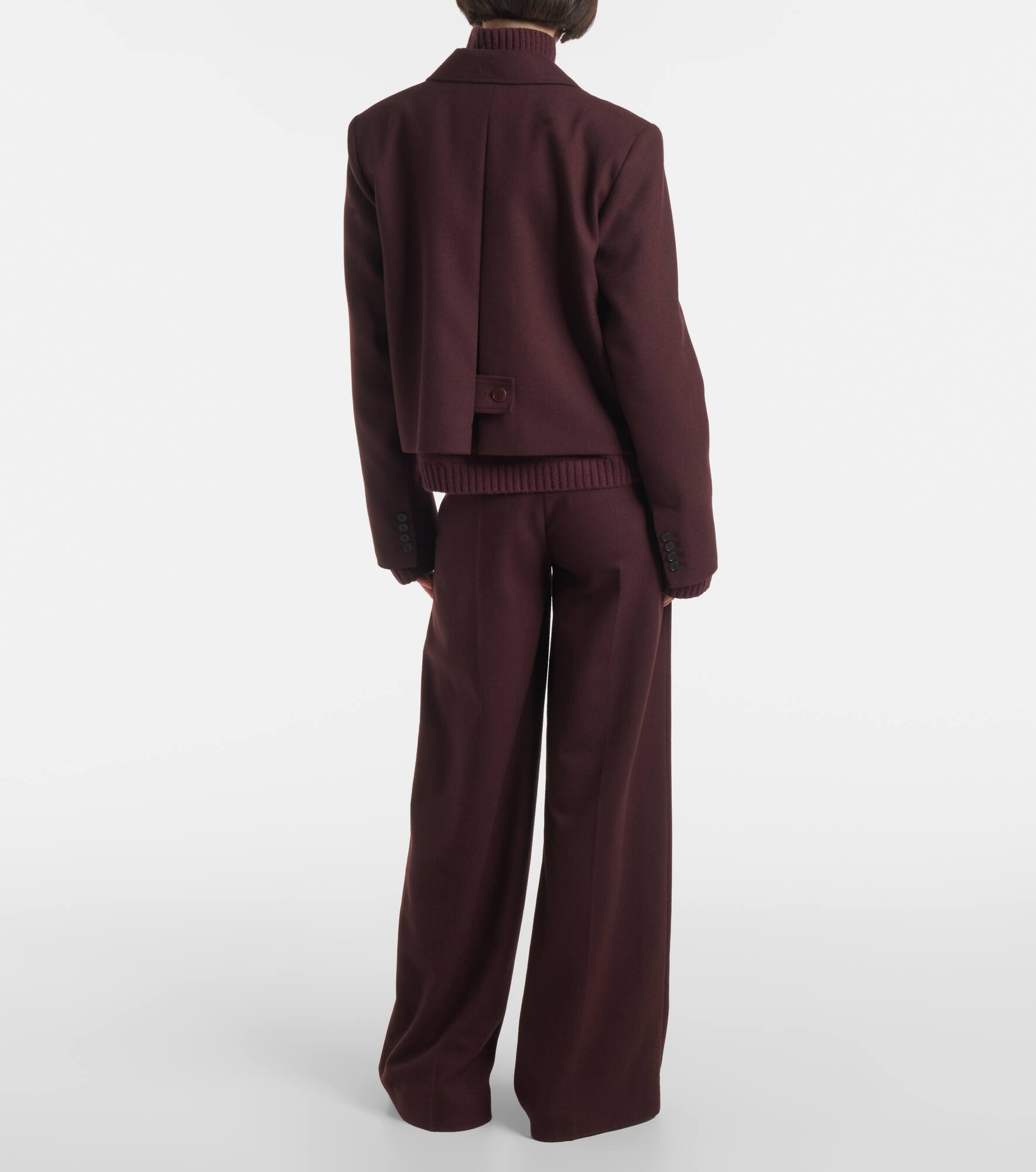 Cropped single-breasted wool jacket - 3