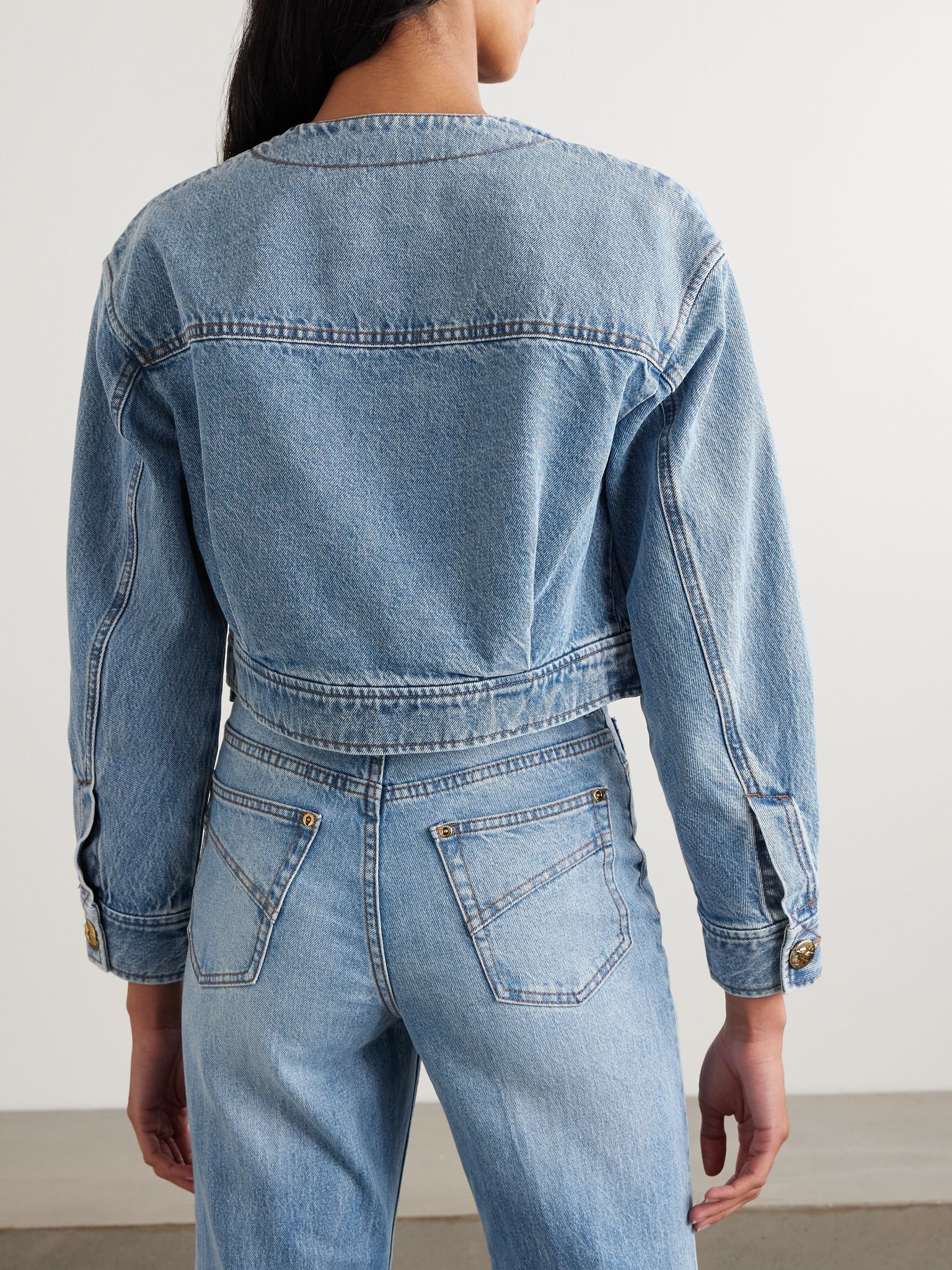 Cropped denim jacket Light denim - 4