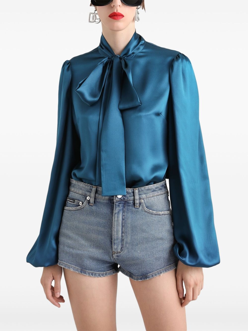 pussybow-collar blouse - 4