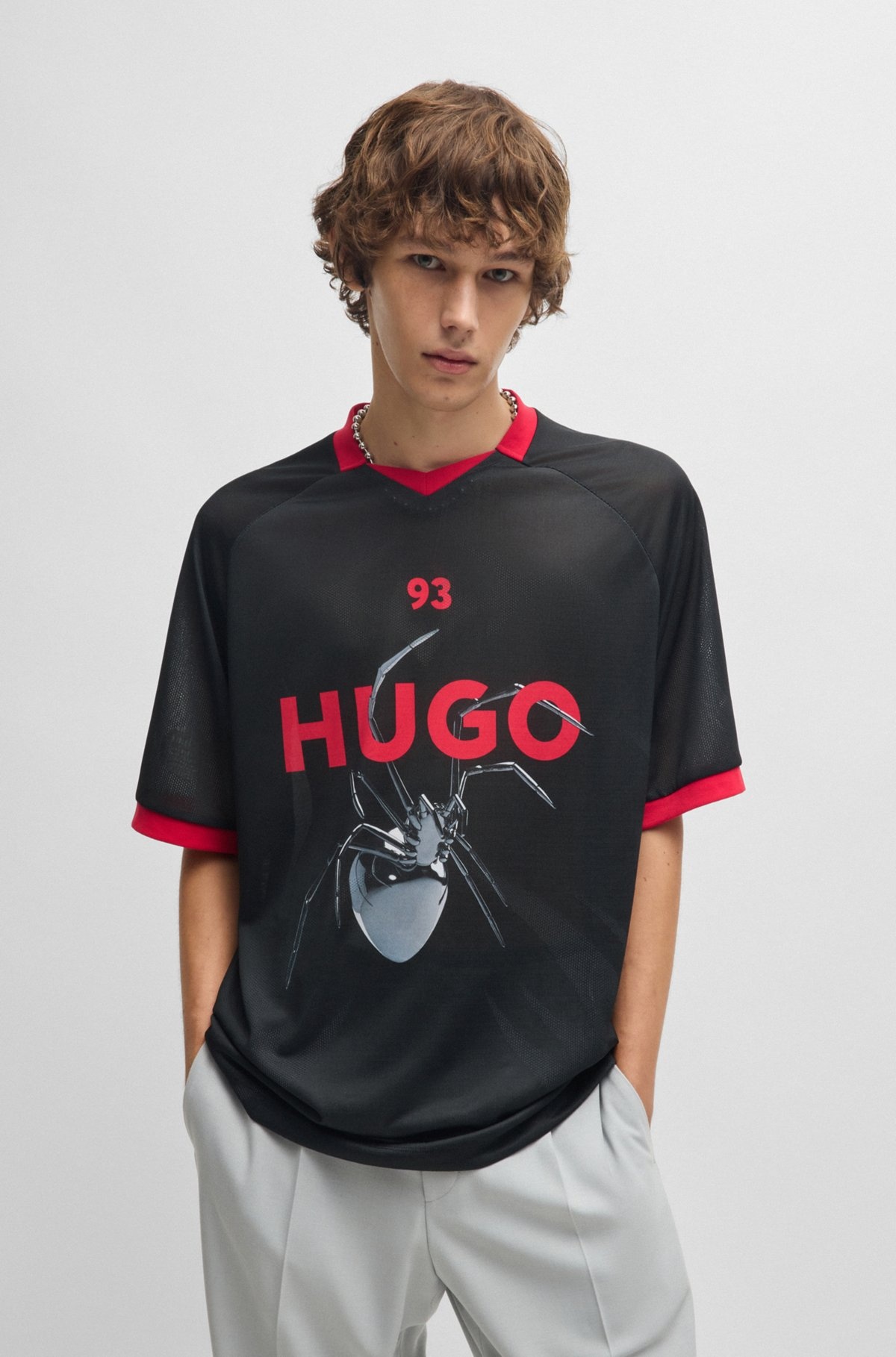 RELAXED-FIT FOOTBALL-STYLE MESH T-SHIRT WITH SEASONAL PRINT - 2