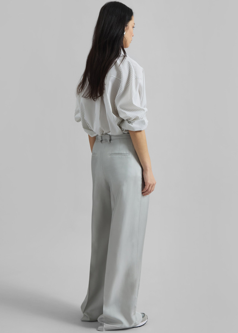 Marfa Pleated Silk Trousers - Grey 9
