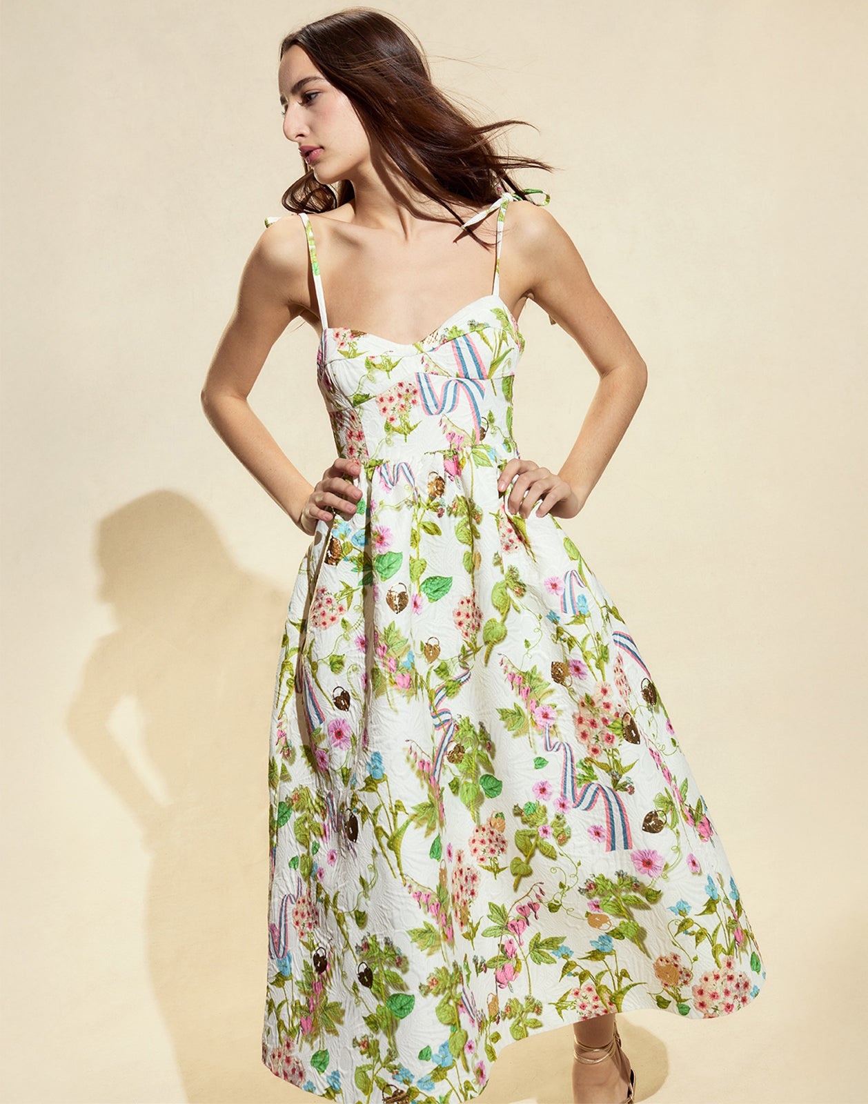 Printed Brocade Midi Dress - 6