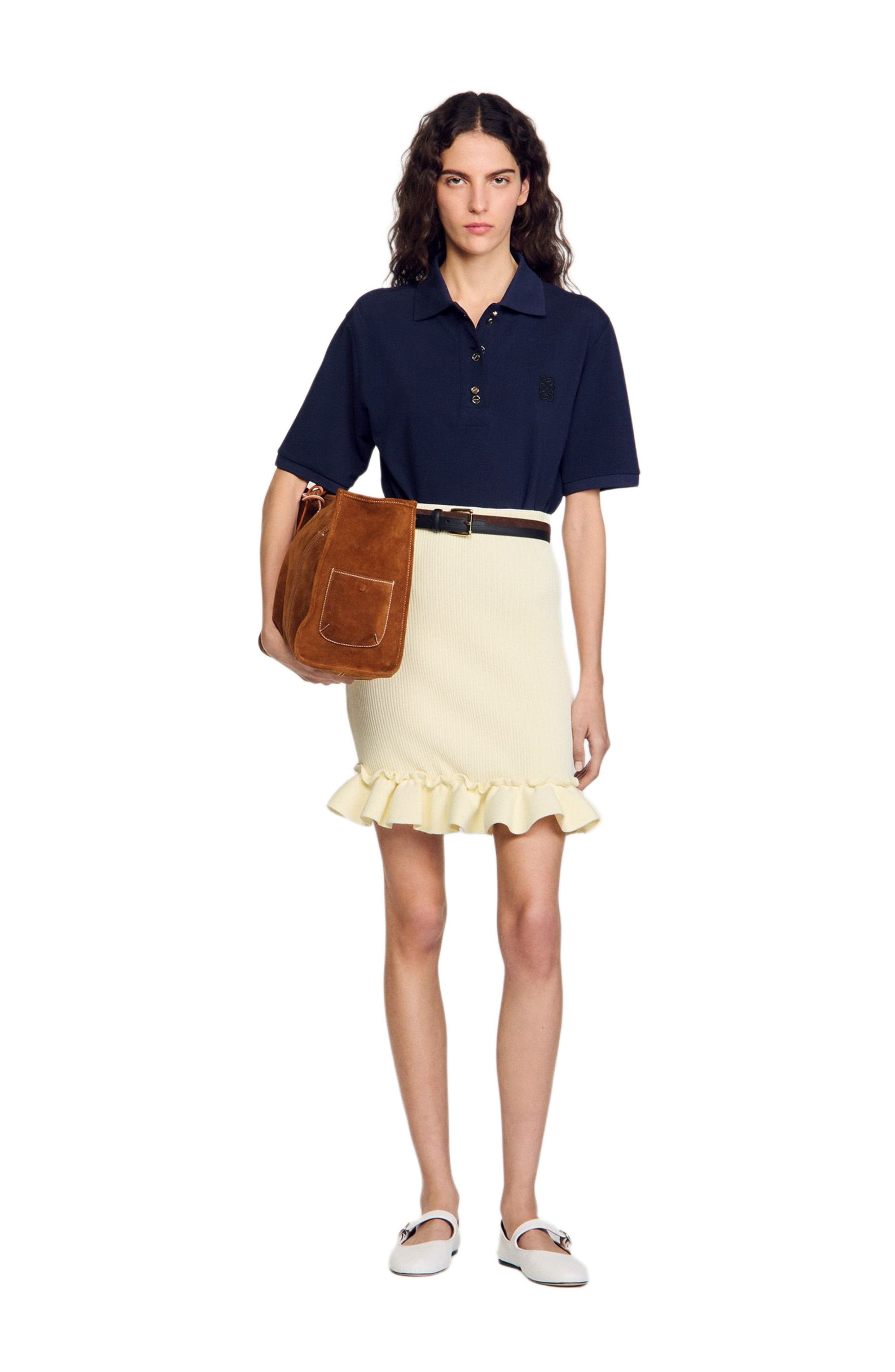 SANDRO Knitted skirt with ruffle in Light Yellow at Nordstrom - 6