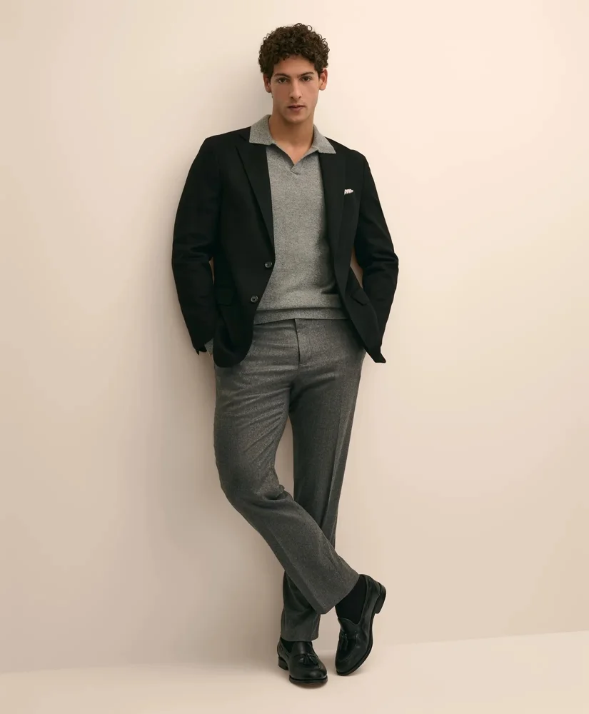 Classic Fit Wool Flannel Dress Pants - 1