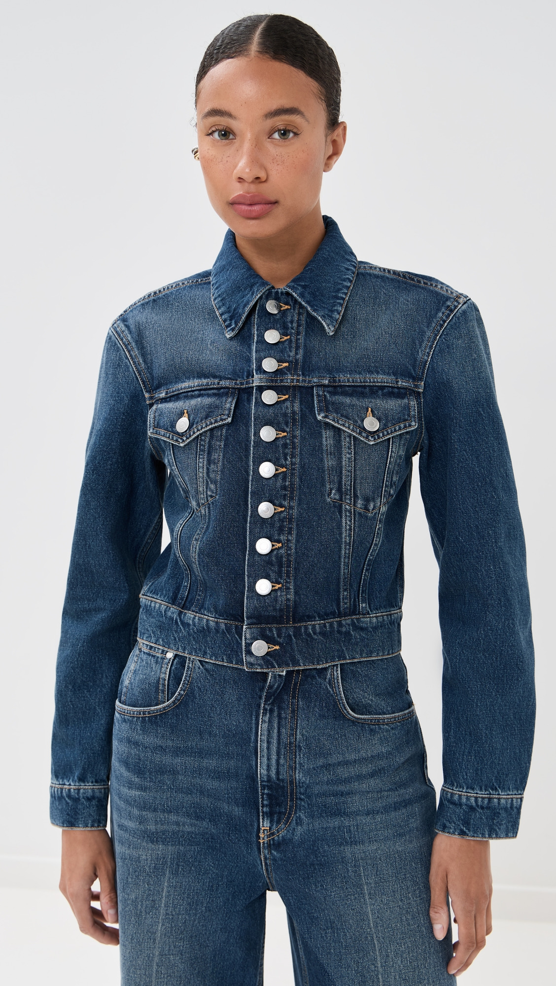 Dark Blue Button Up Denim Jacket - 6