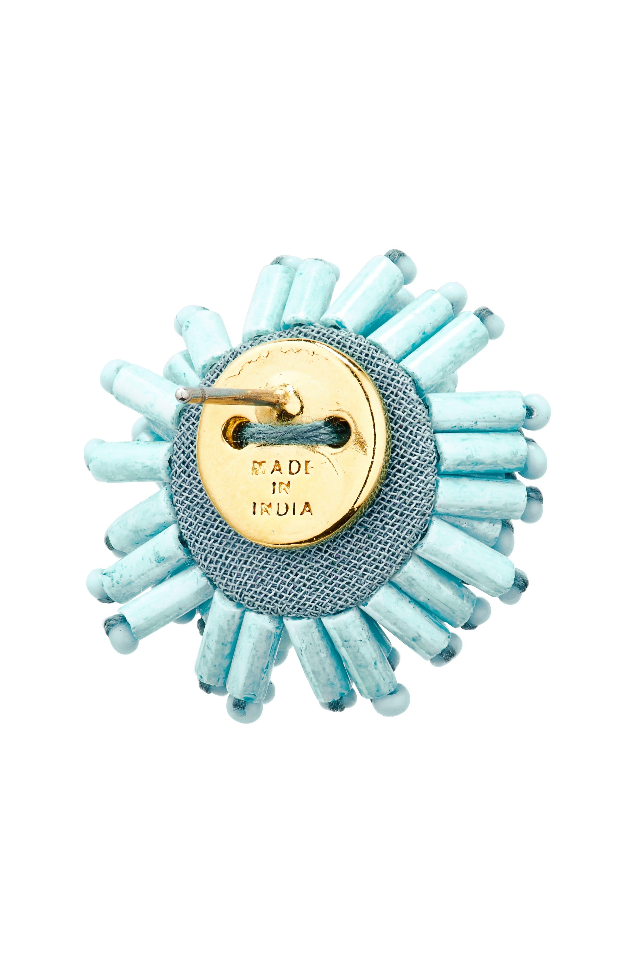 Oscar de la Renta Beaded Pompom Flower Earrings in Blue at Nordstrom - 4