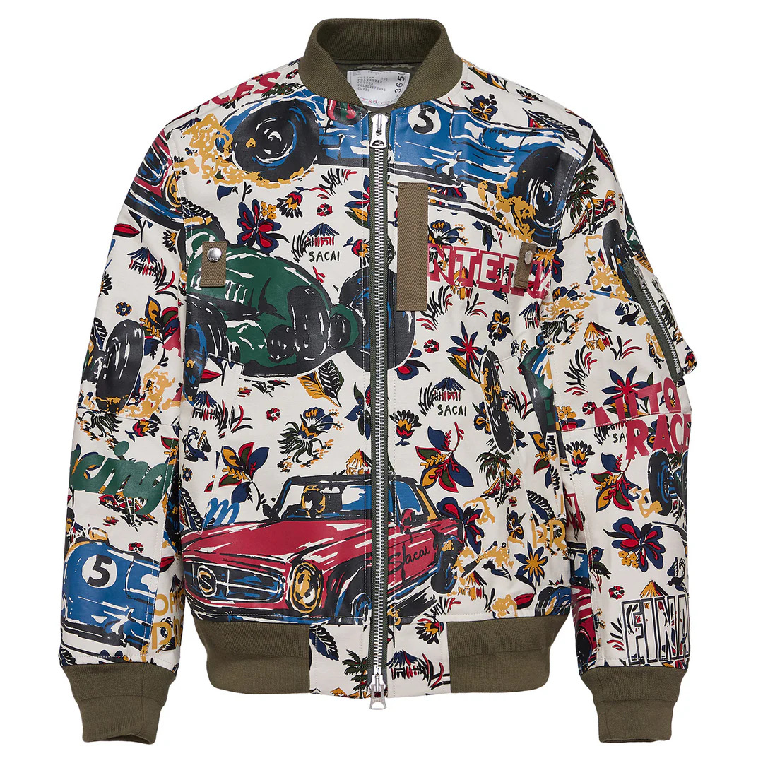 Car Race Tropical Print Blouson - 2