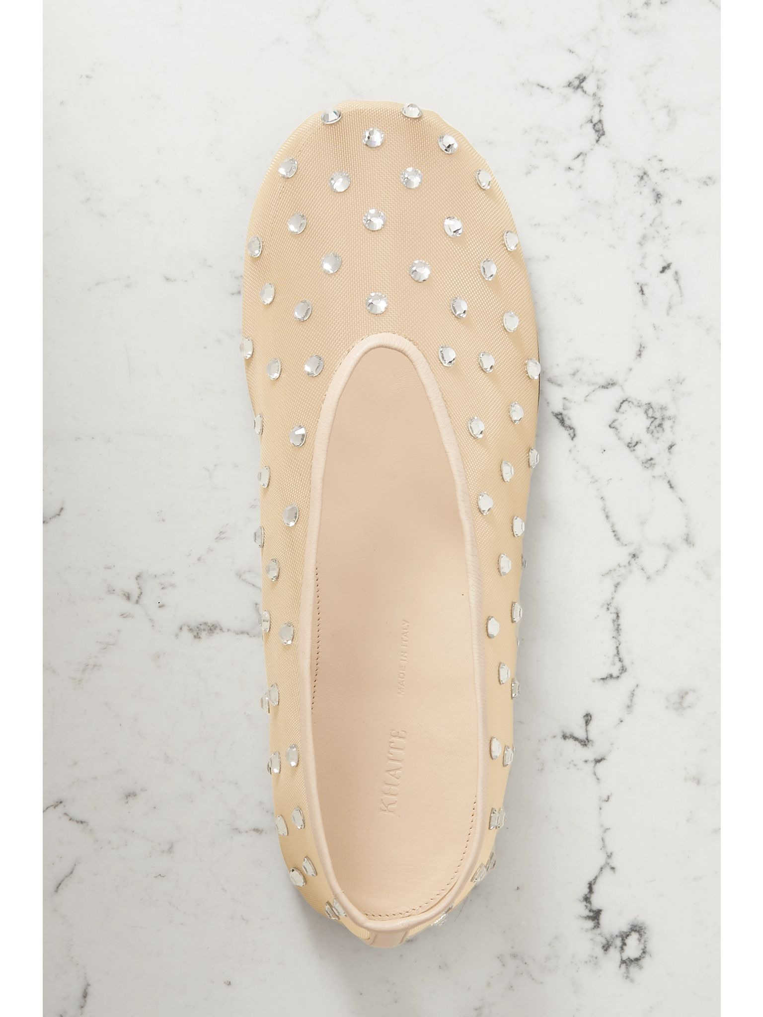 Marcy crystal-embellished mesh ballet flats Neutral - 5