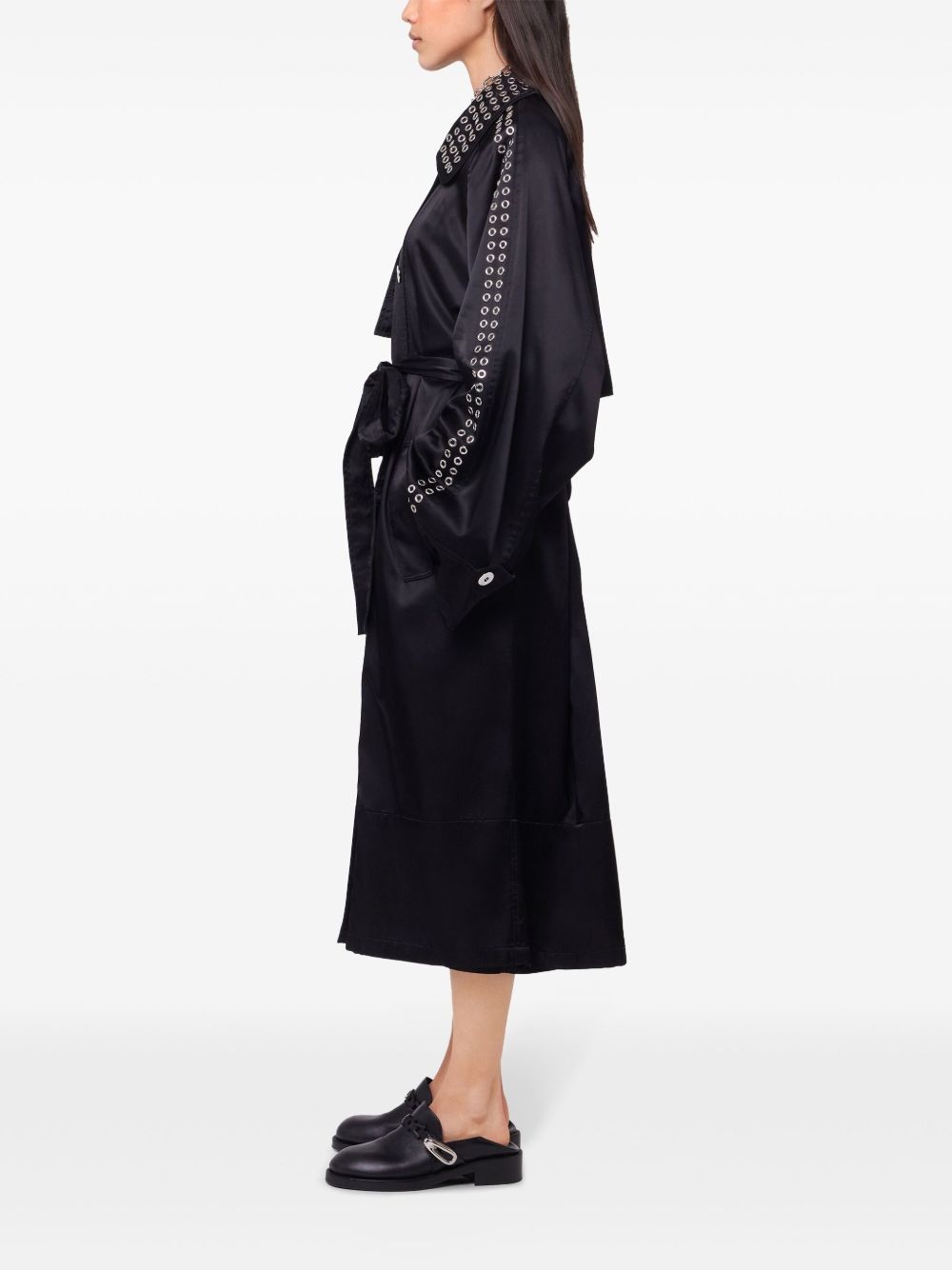 eyelet-detail trench coat - 3