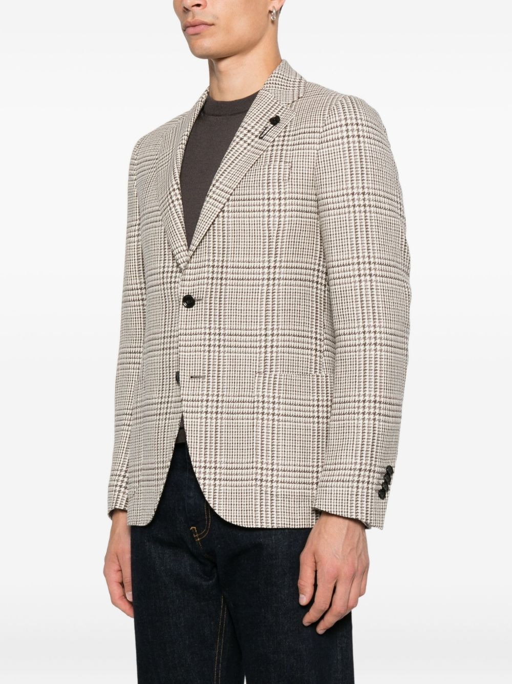 checked wool jacket - 3
