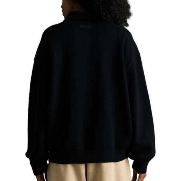 Fear of God Essentials FW23 Knit Polo Shirt 'Jet Black' 192BT232180F - 6