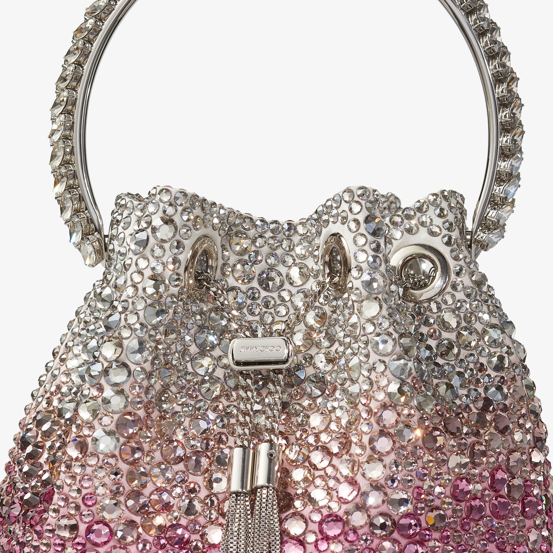 Bon Bon
Candy Pink and Silver Satin Bag with Swarovski Crystals - 3