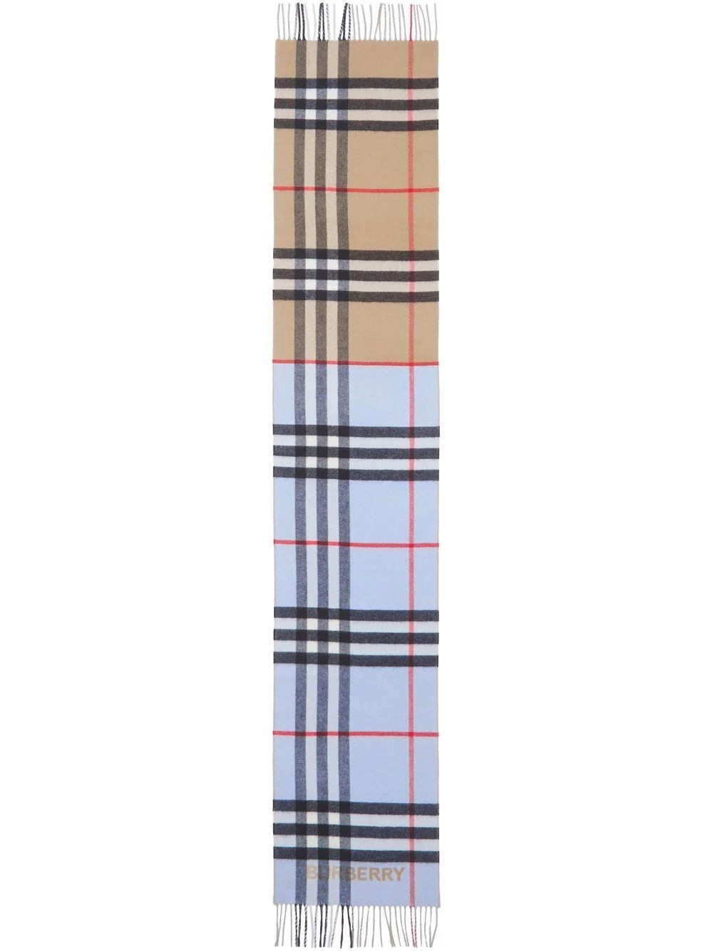 contrast check-pattern cashmere scarf - 1