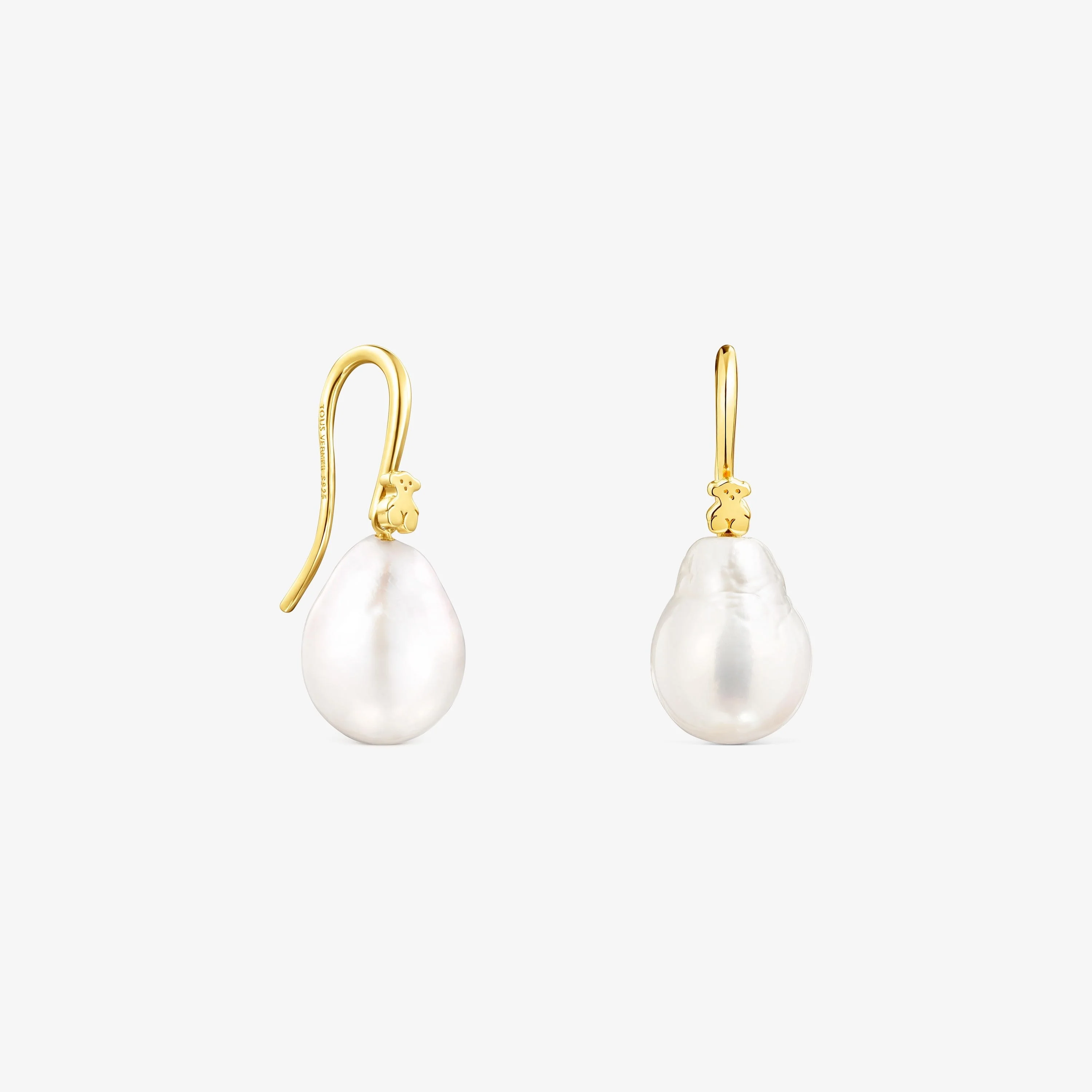 18K gold vermeil Gloss droplet Earrings with Pearl - 1