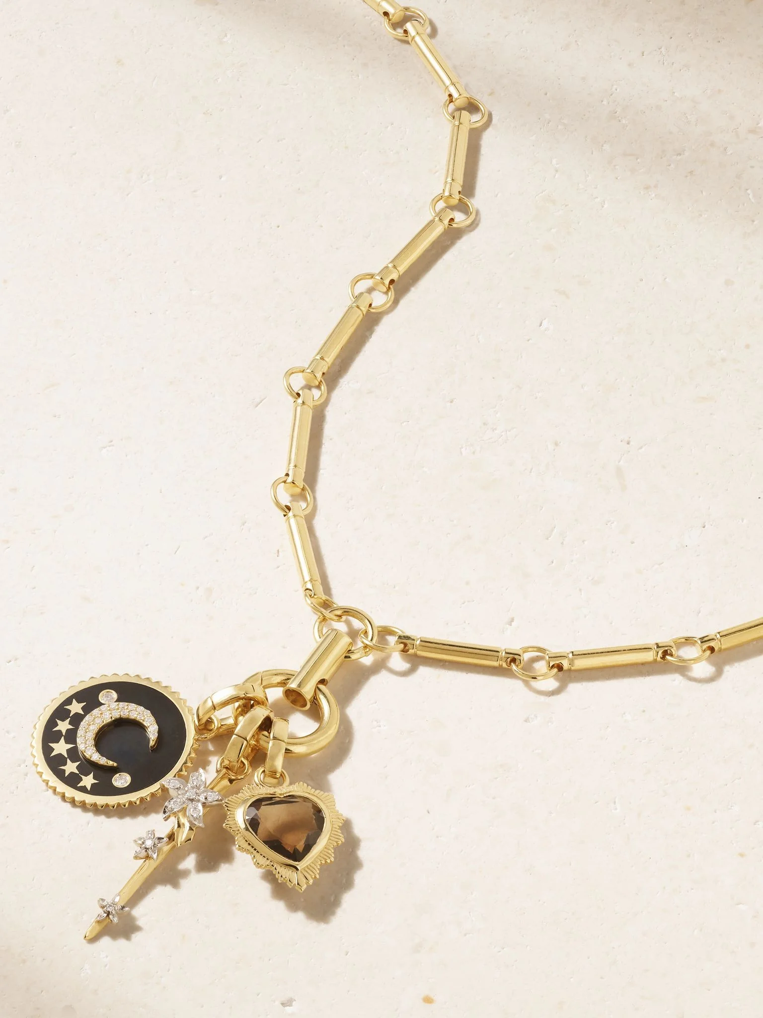 18-karat gold, enamel, diamond and quartz necklace Gold - 1