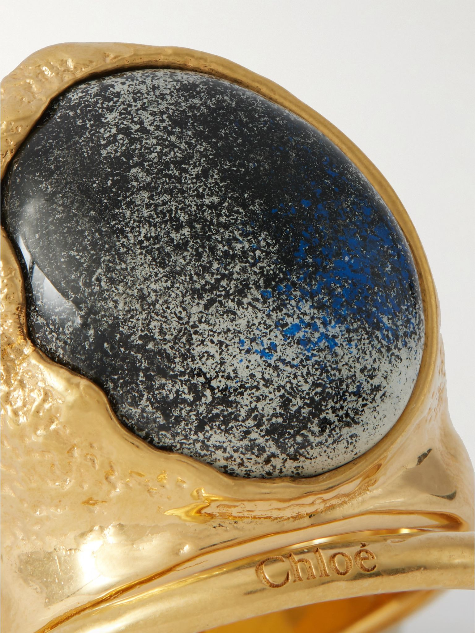 Hammered gold-tone and resin ring Gold - 4