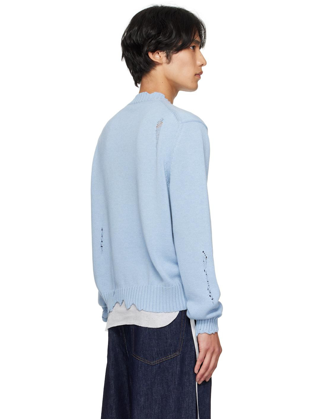 Blue Distressed Skull Sweater - 3
