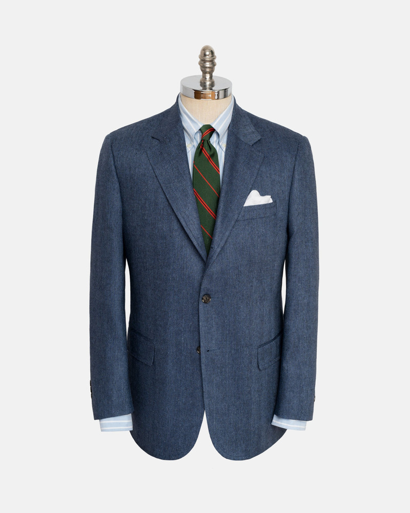 MADE-IN-CANADA BLUE HERRINGBONE SILK SPORT COAT 1
