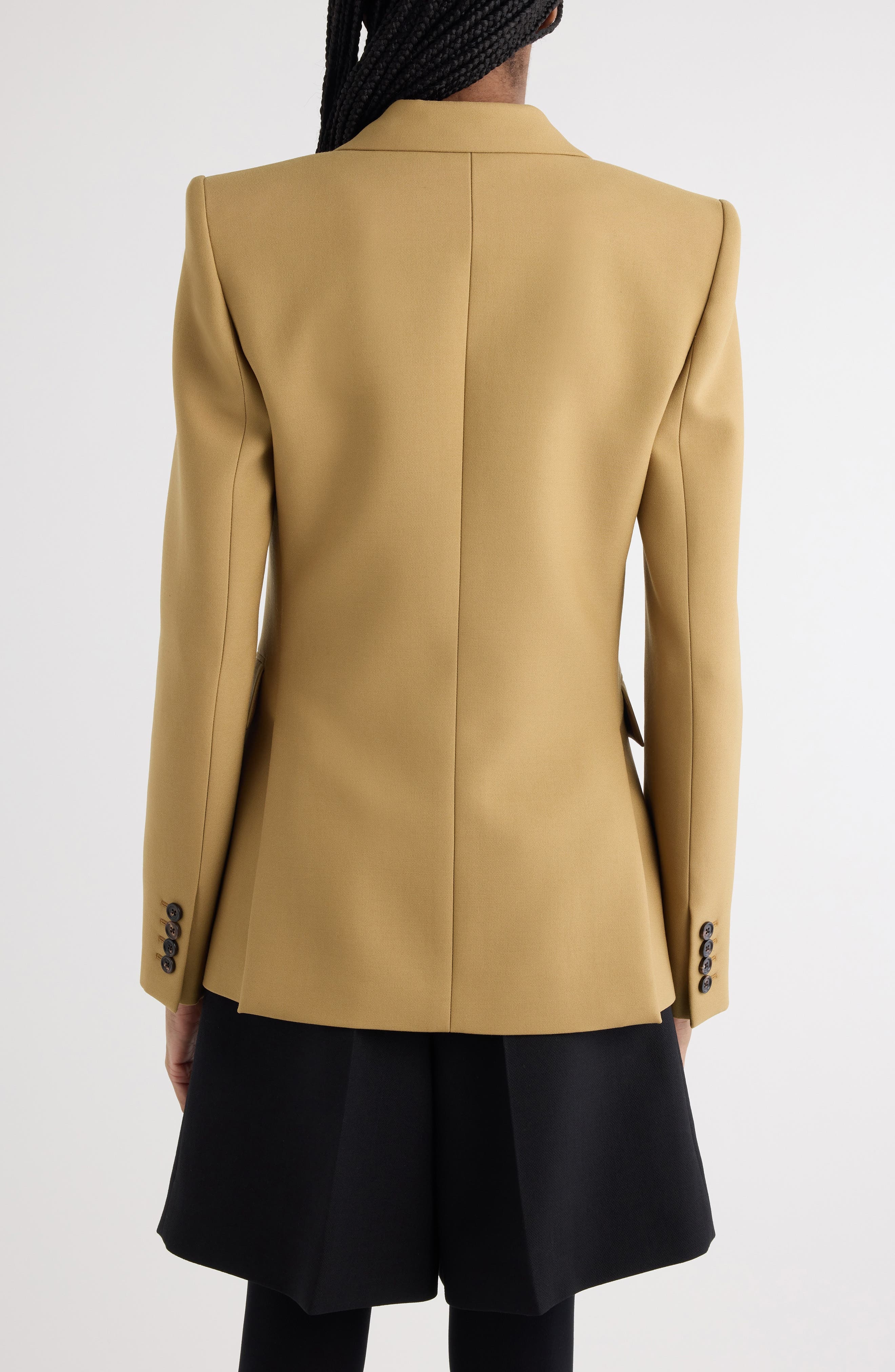 Chloé Double Breasted Virgin Wool Grain de Poudre Blazer in Nut at Nordstrom - 3