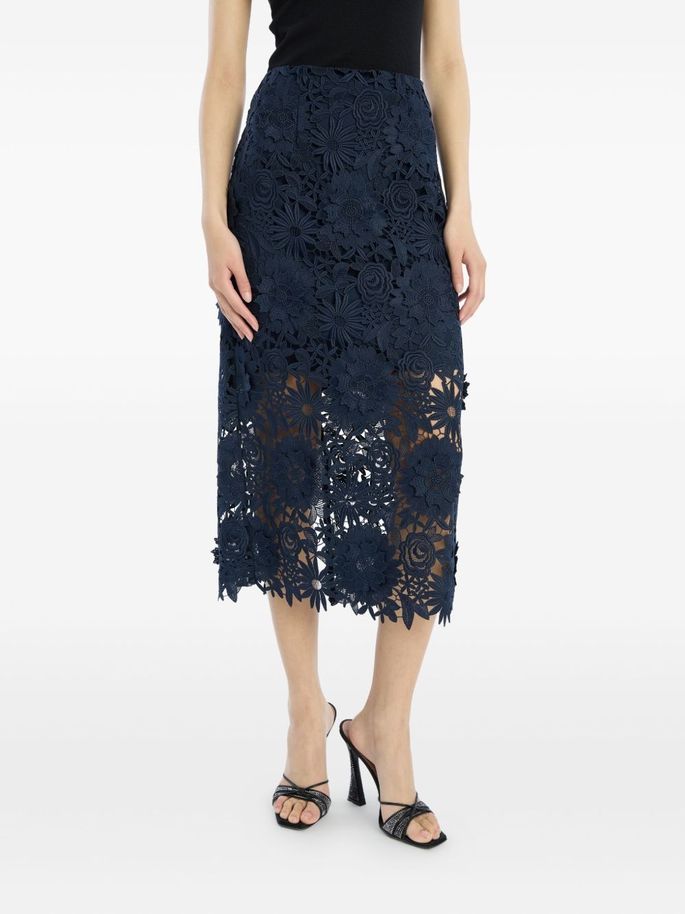 floral-lace midi skirt - 4