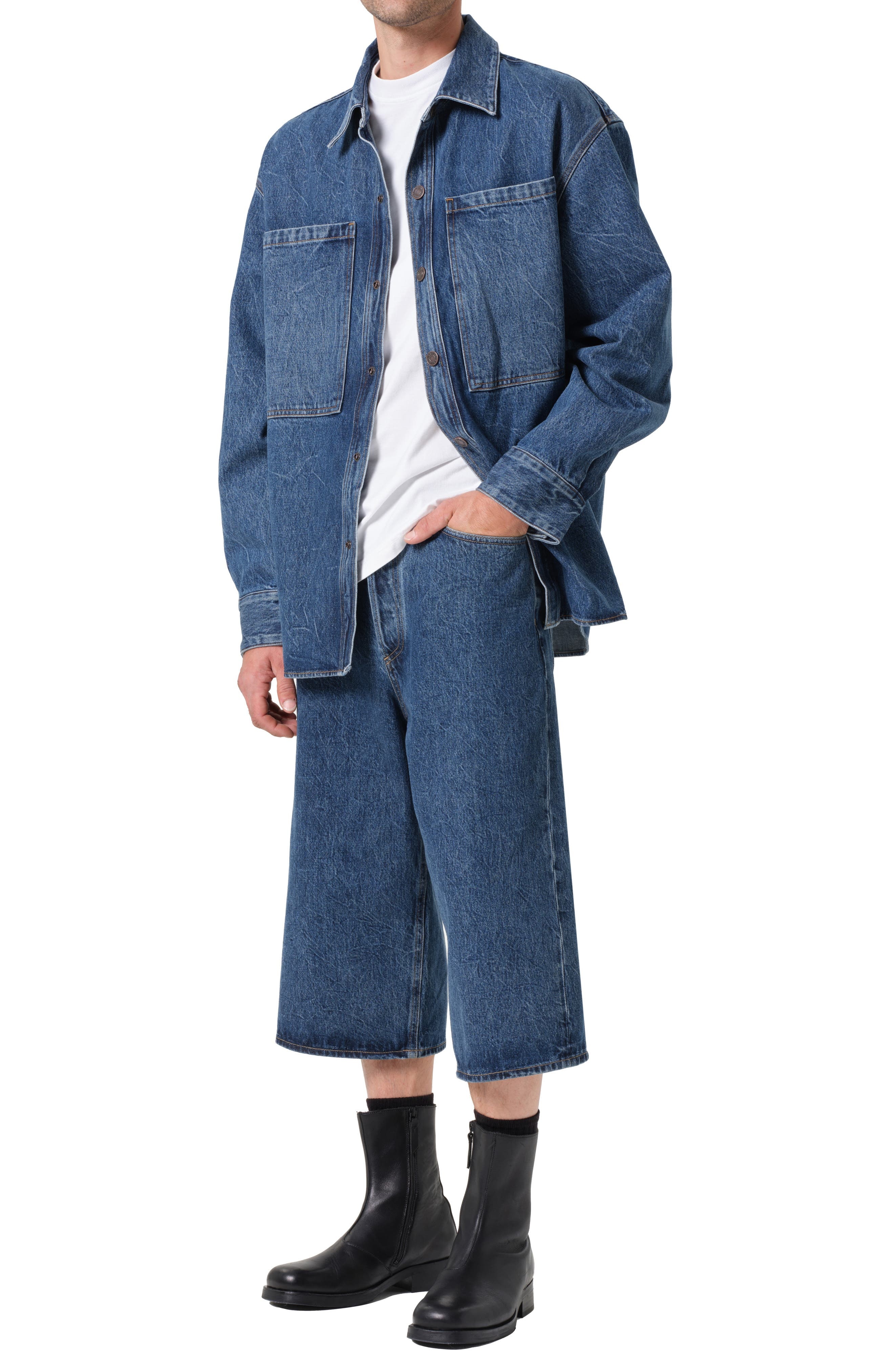AGOLDE Atticus Denim Shirt Jacket in Creased Ind at Nordstrom - 4