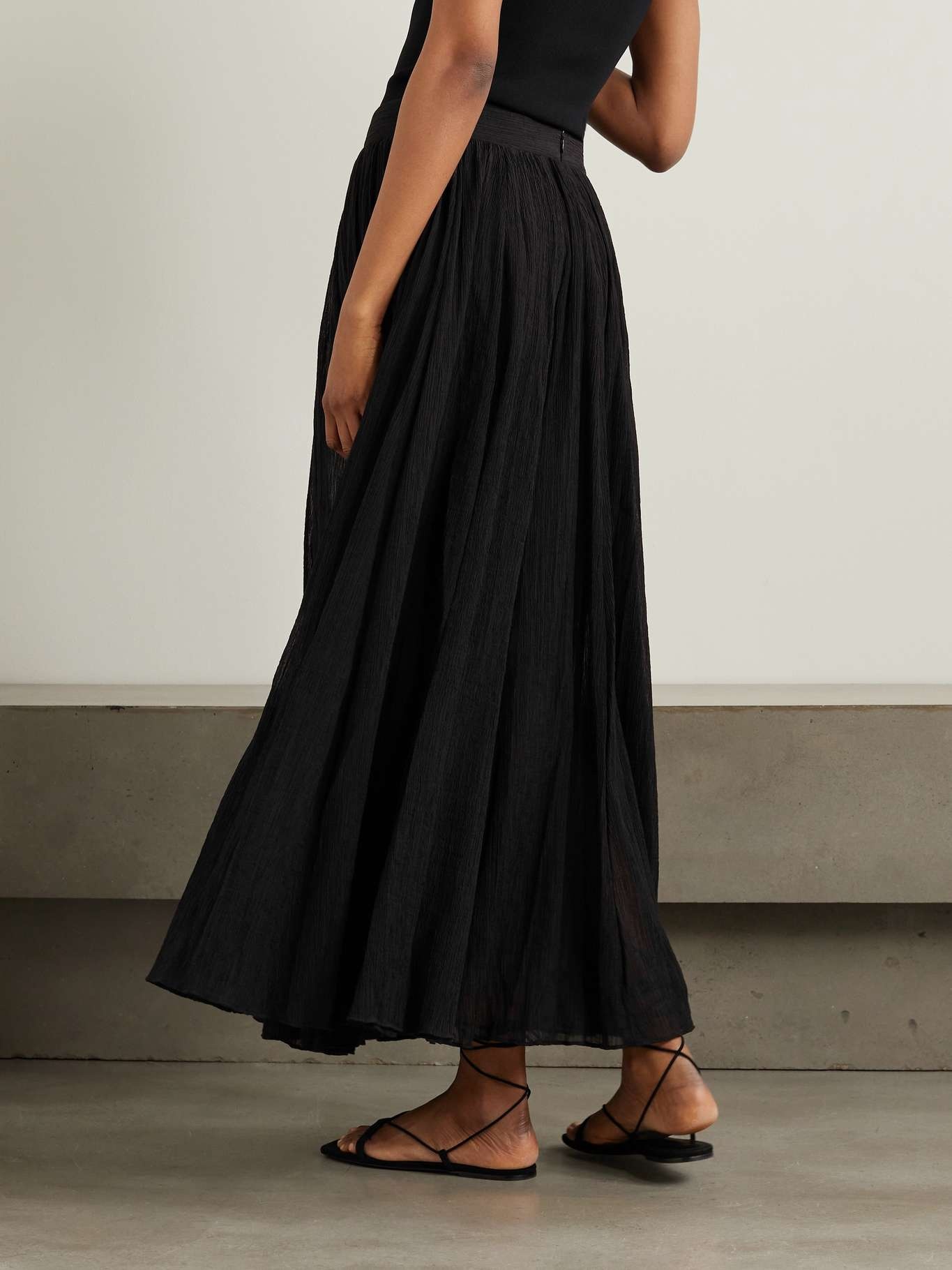 Plissé-organic cotton-blend maxi skirt - 3